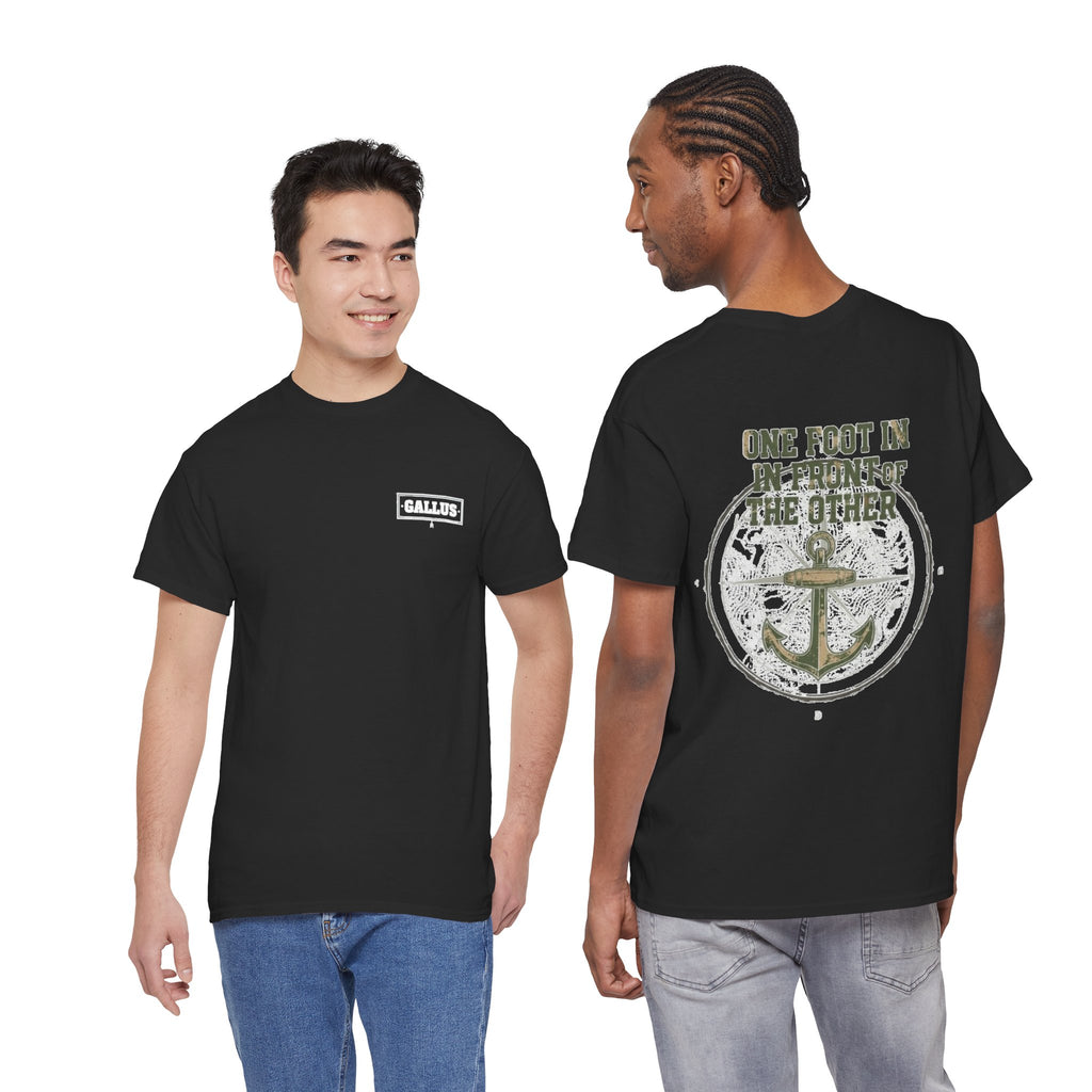 T-Shirt — Anchor Graphic “One Foot In Front Of The Other” Motivational Nautical Tee