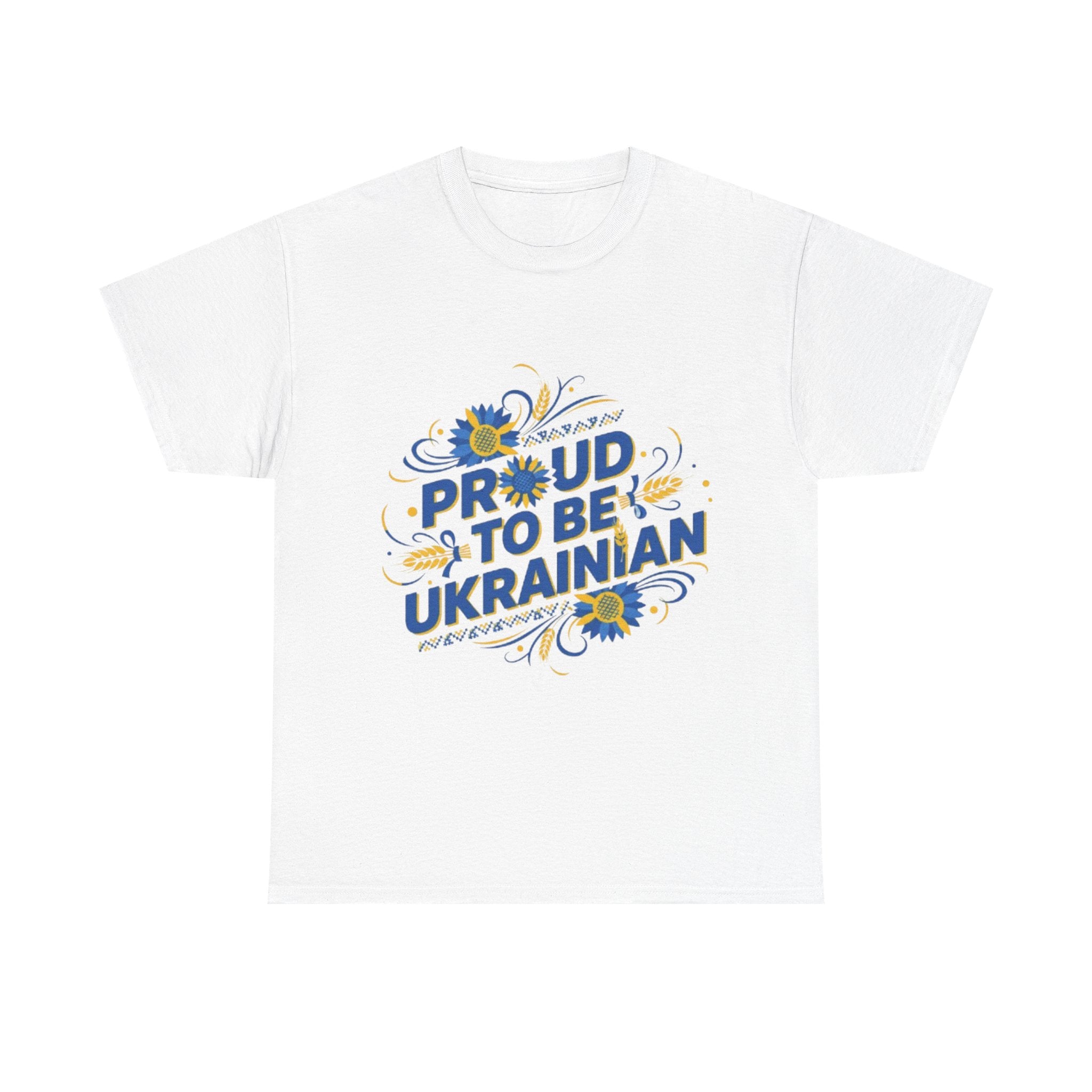 Proud to Be Ukrainian T-Shirt — Blue & Yellow Floral Pride Tee