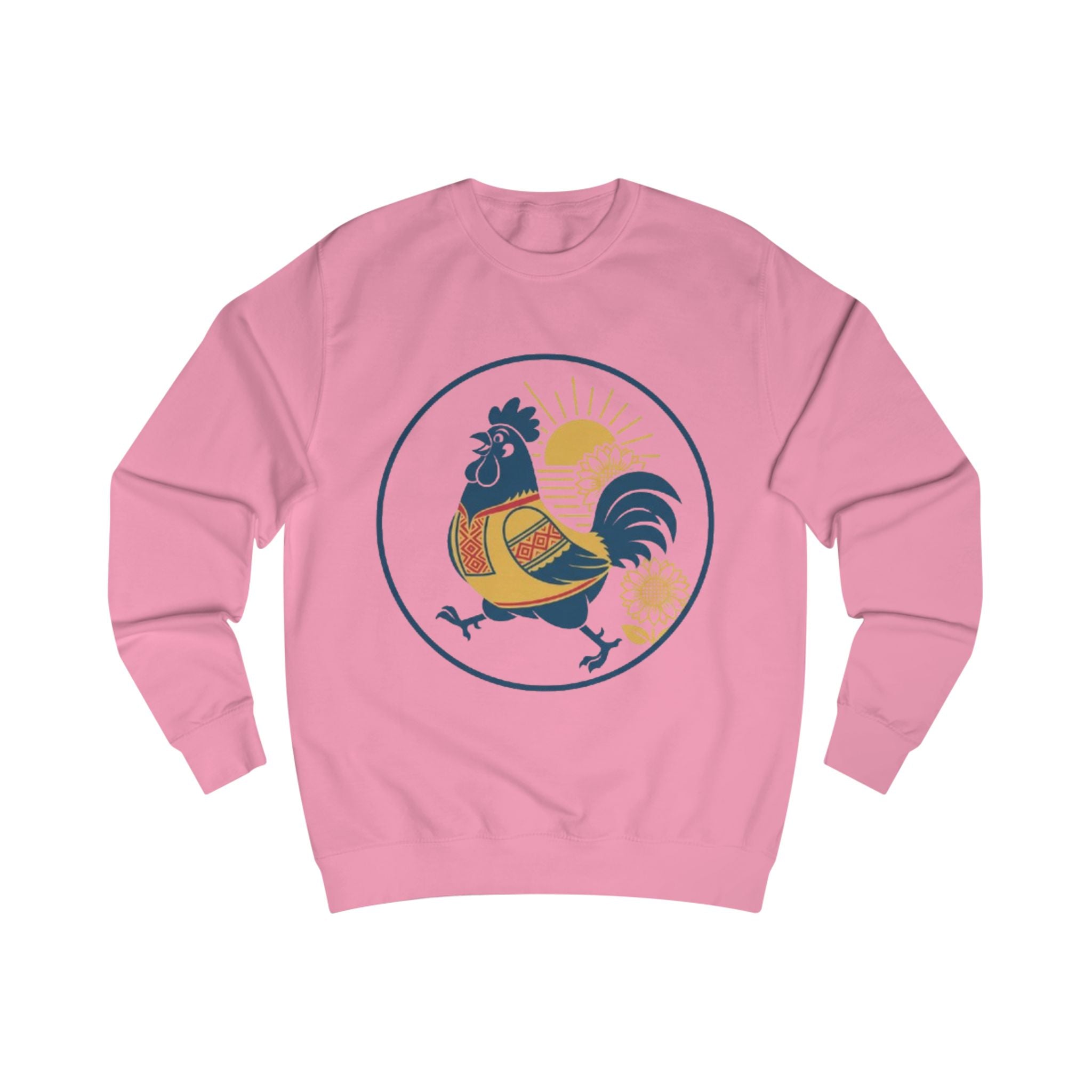 Rooster Sunrise Sweatshirt — Vintage Folk Rooster Graphic Crewneck