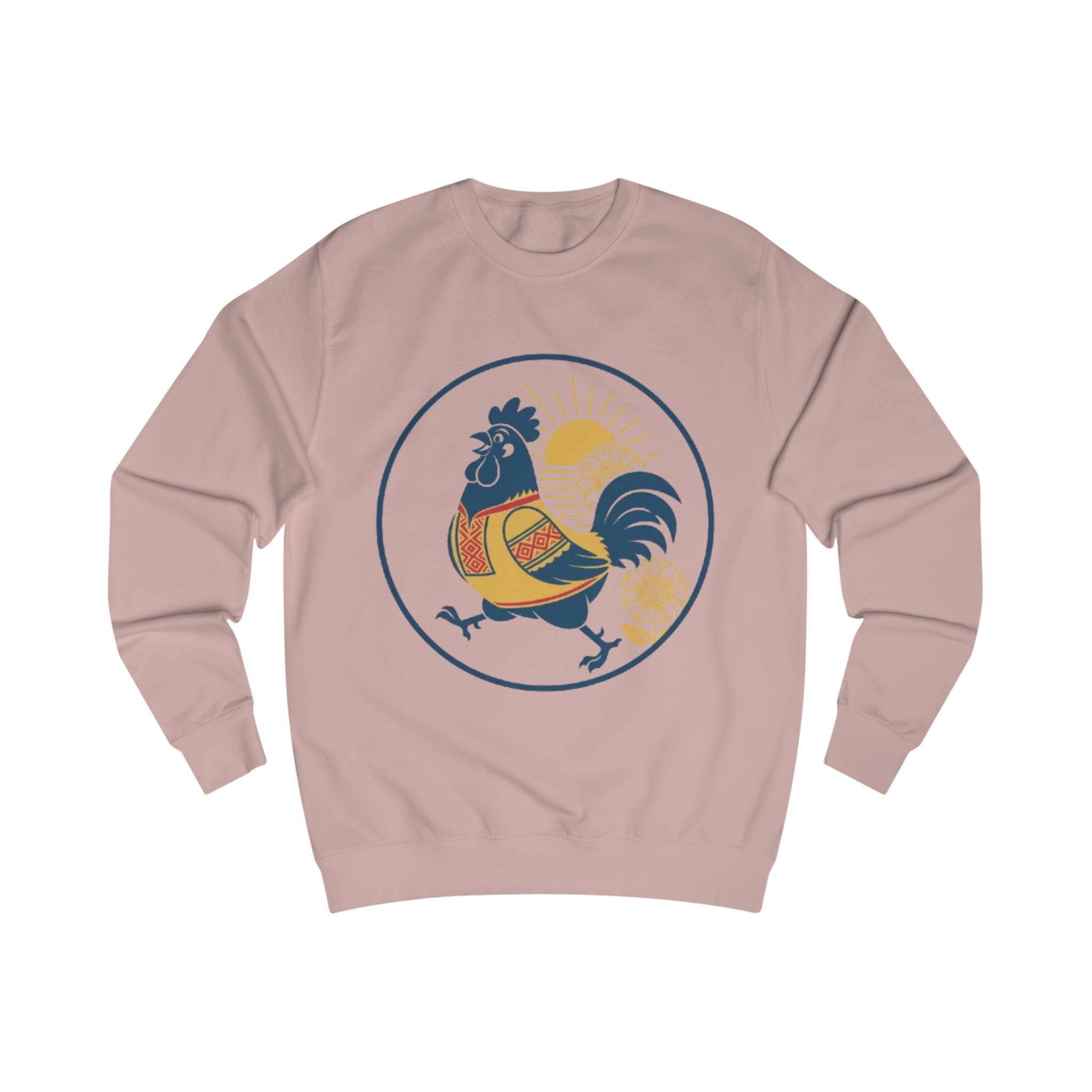 Rooster Sunrise Sweatshirt — Vintage Folk Rooster Graphic Crewneck