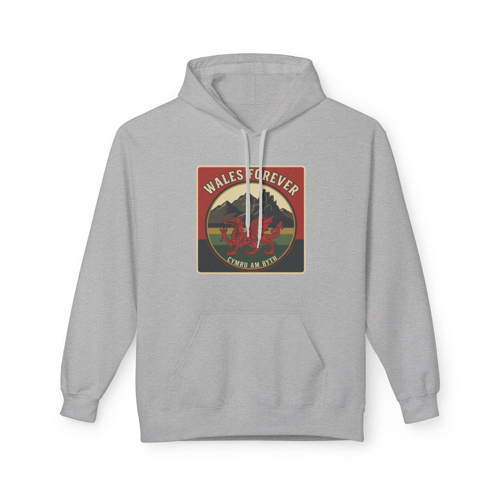 Wales Forever Hoodie — Vintage Welsh Dragon Mountain Graphic