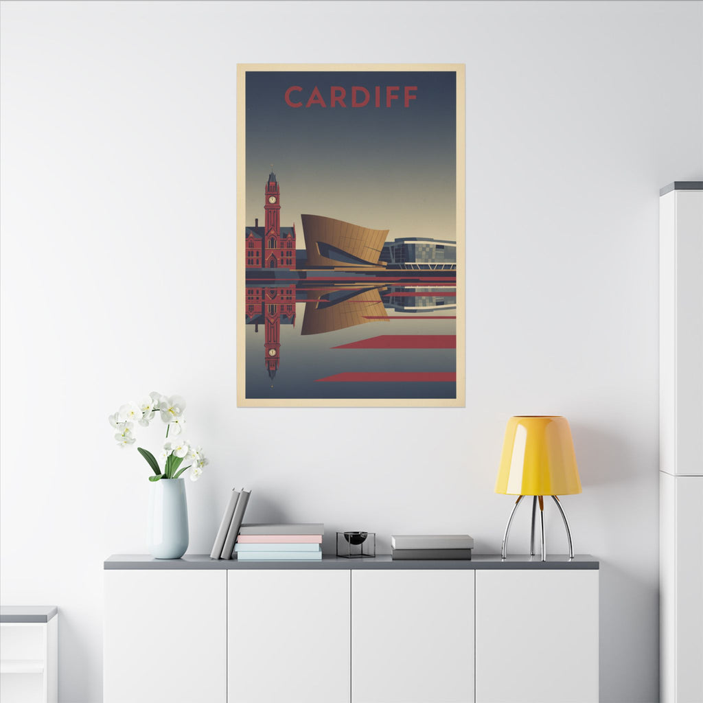 Cardiff Bay waterfront Matte Canvas Print Stretched Wall Art