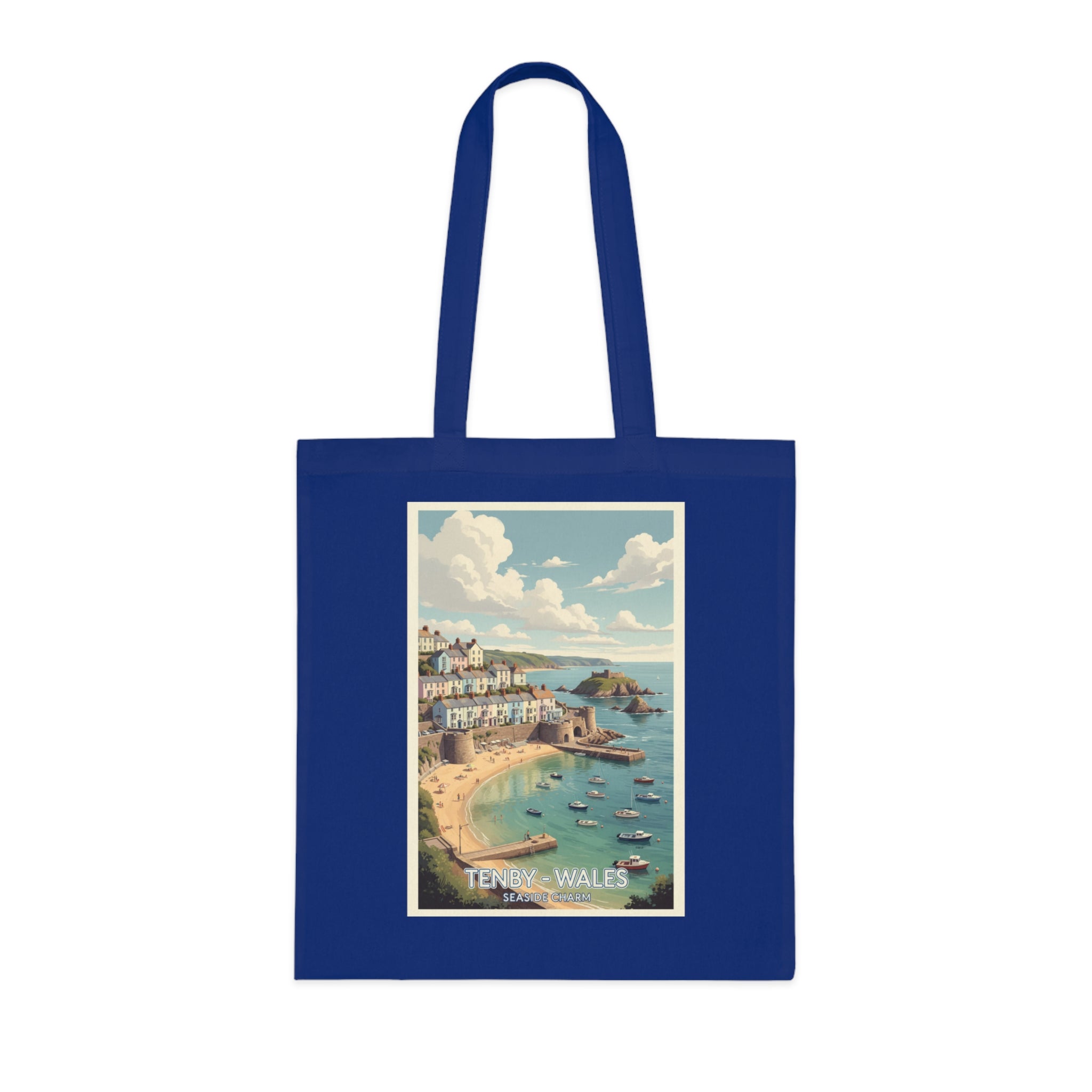 Tenby Wales Vintage Travel Poster Cotton Tote Bag