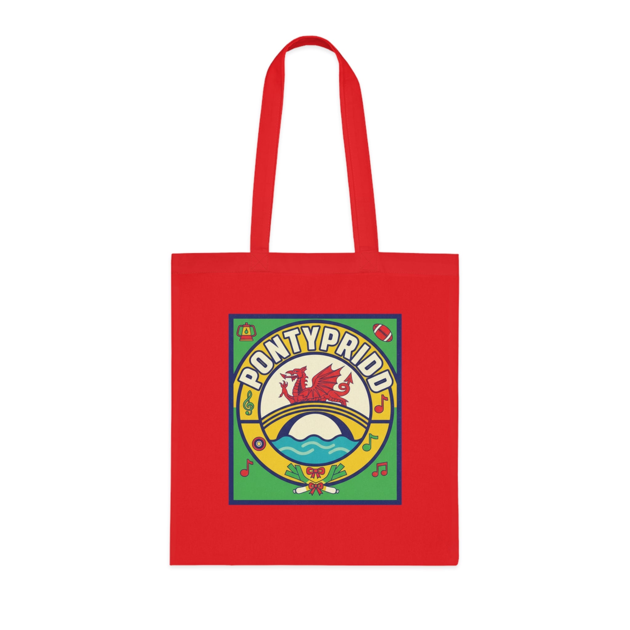Pontypridd Retro Welsh Pride Cotton Tote Bag