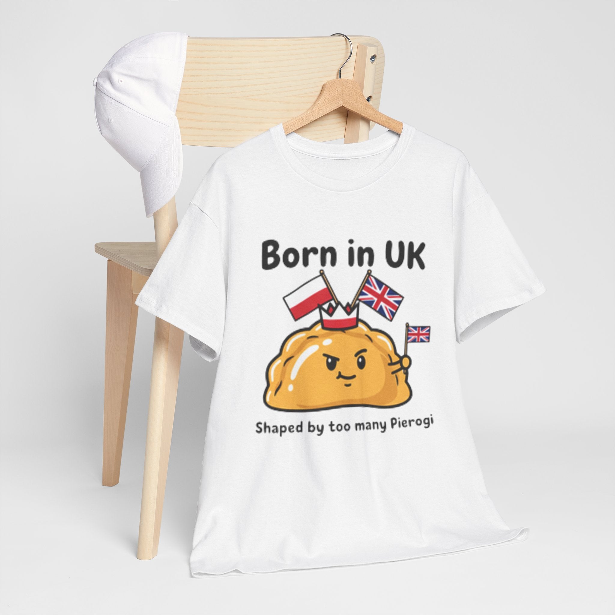 Born in UK Pierogi T‑Shirt — Funny Polish‑British Pride Tee
