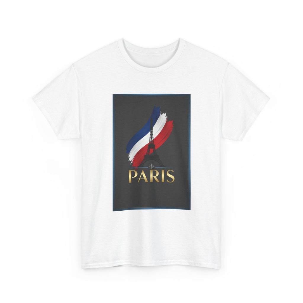 Paris Tricolor Graphic Tee — French Flag Brushstroke T-Shirt