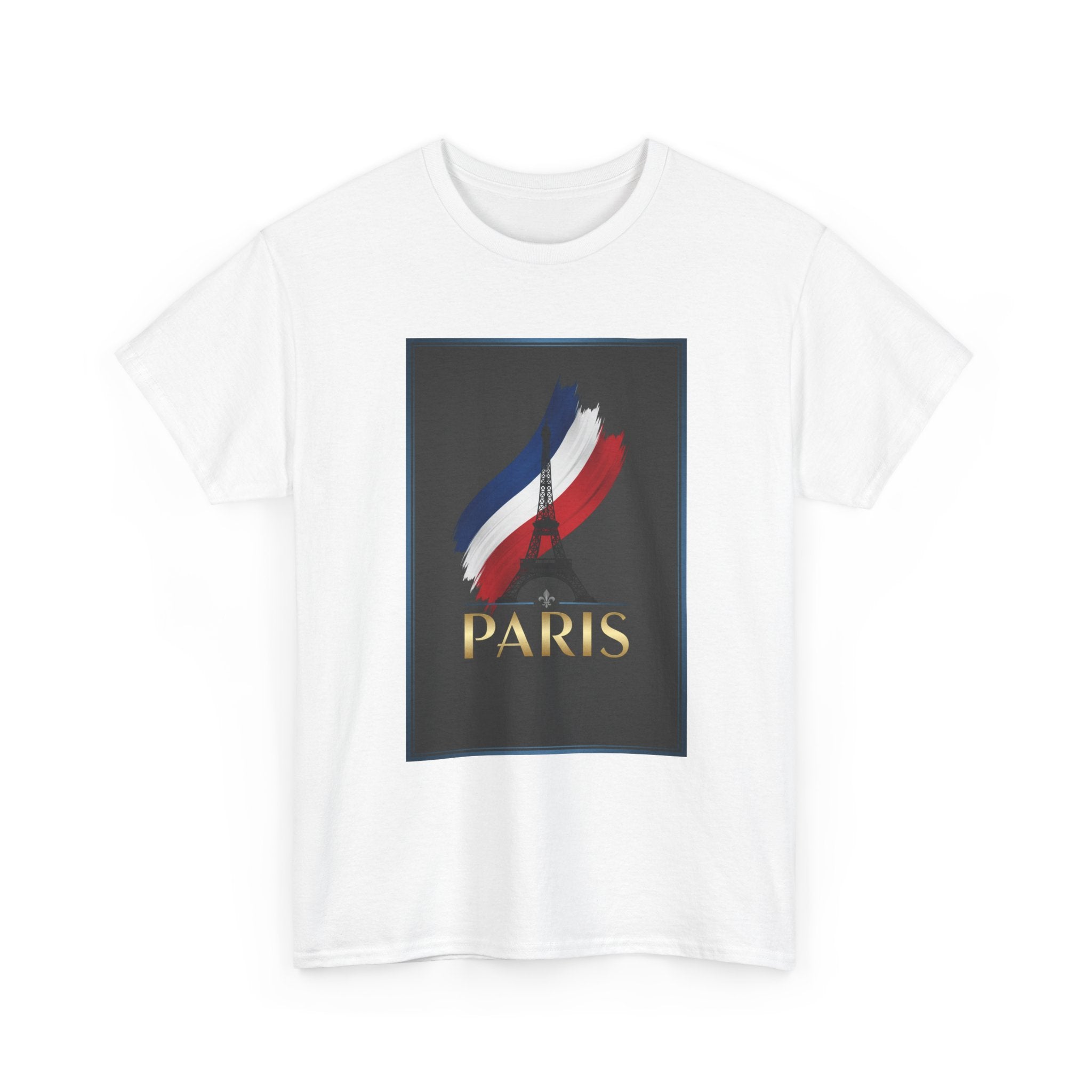 Paris Tricolor Graphic Tee — French Flag Brushstroke T-Shirt