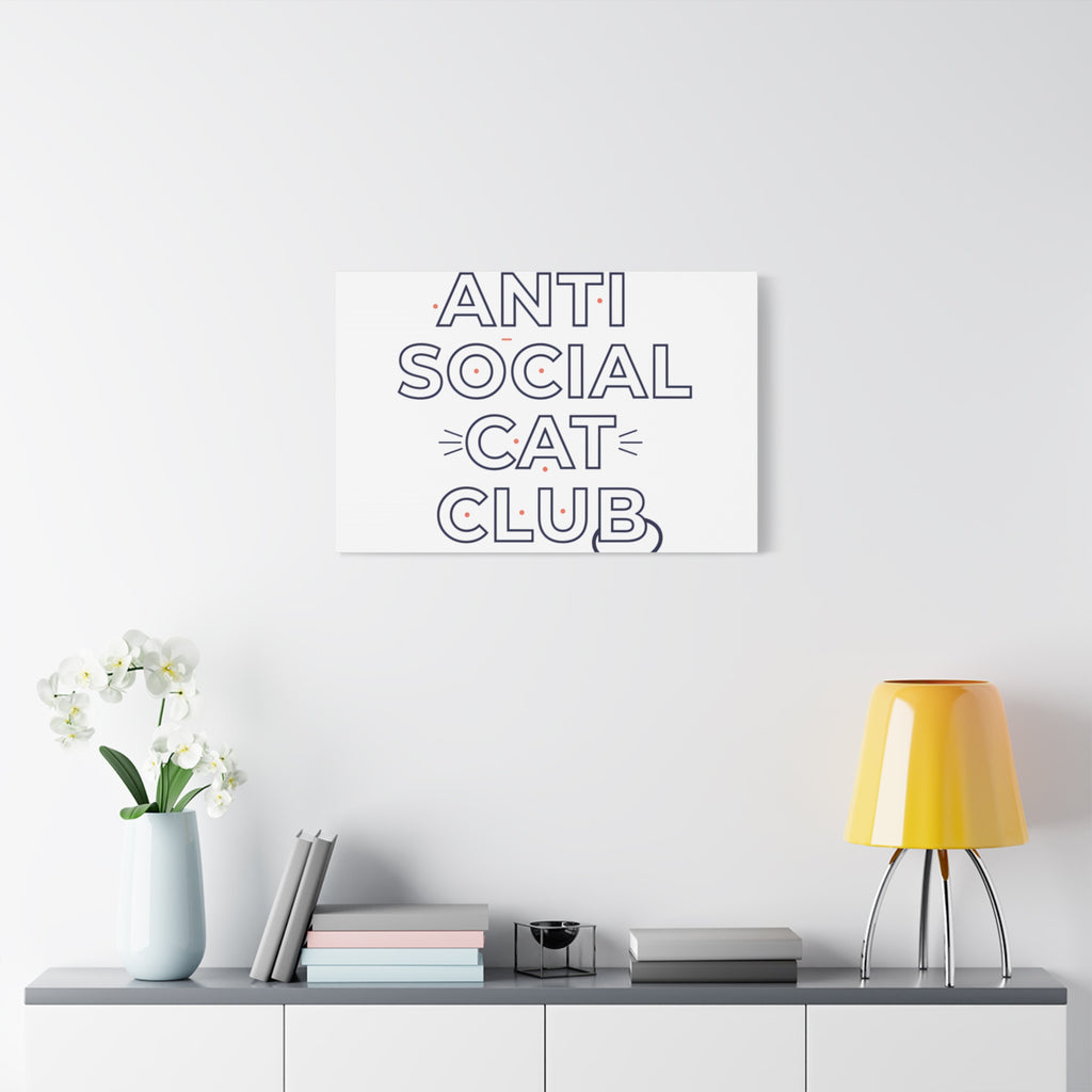Anti Social Cat Club Canvas | Outline-Only Typography, Hollow Letter Art