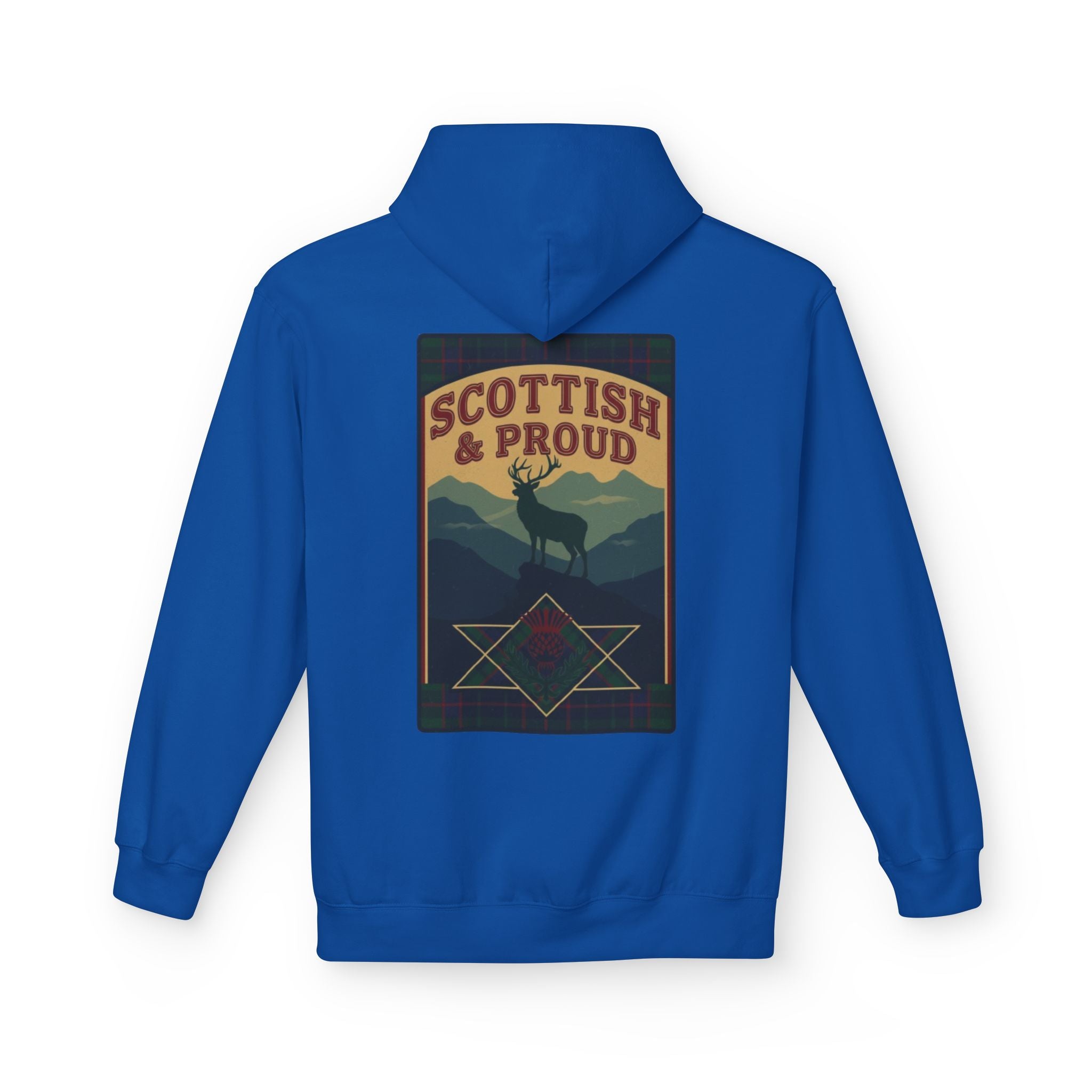 Scottish Hoodie — "Scottish & Proud" Vintage Stag Graphic Pullover