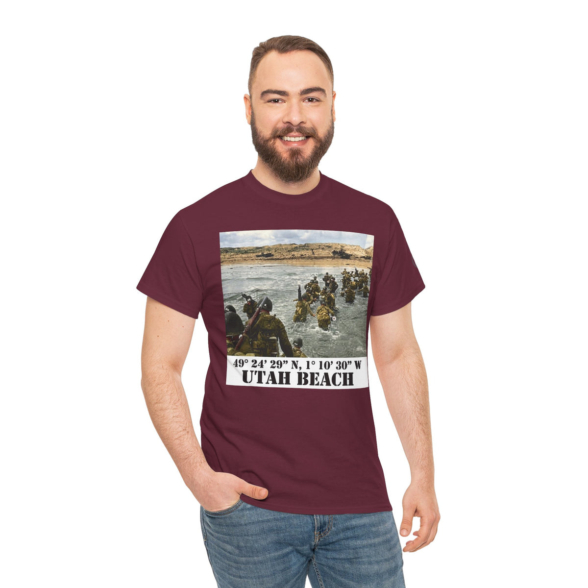 Utah Beach D-Day T-Shirt — Normandy 1944 Coordinates Tee — product image 6