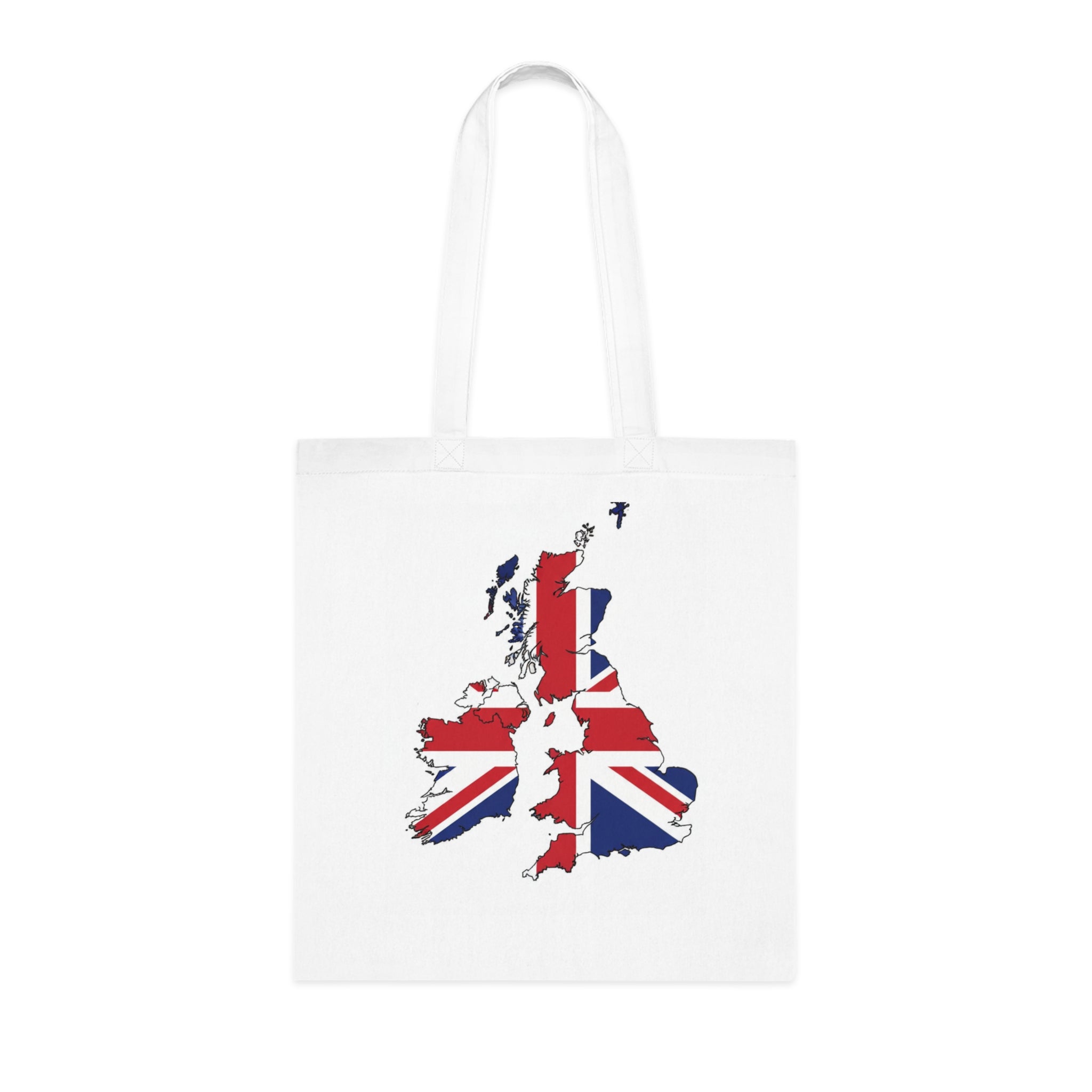Union Jack UK Map Cotton Tote — British Flag Map Shopper Bag
