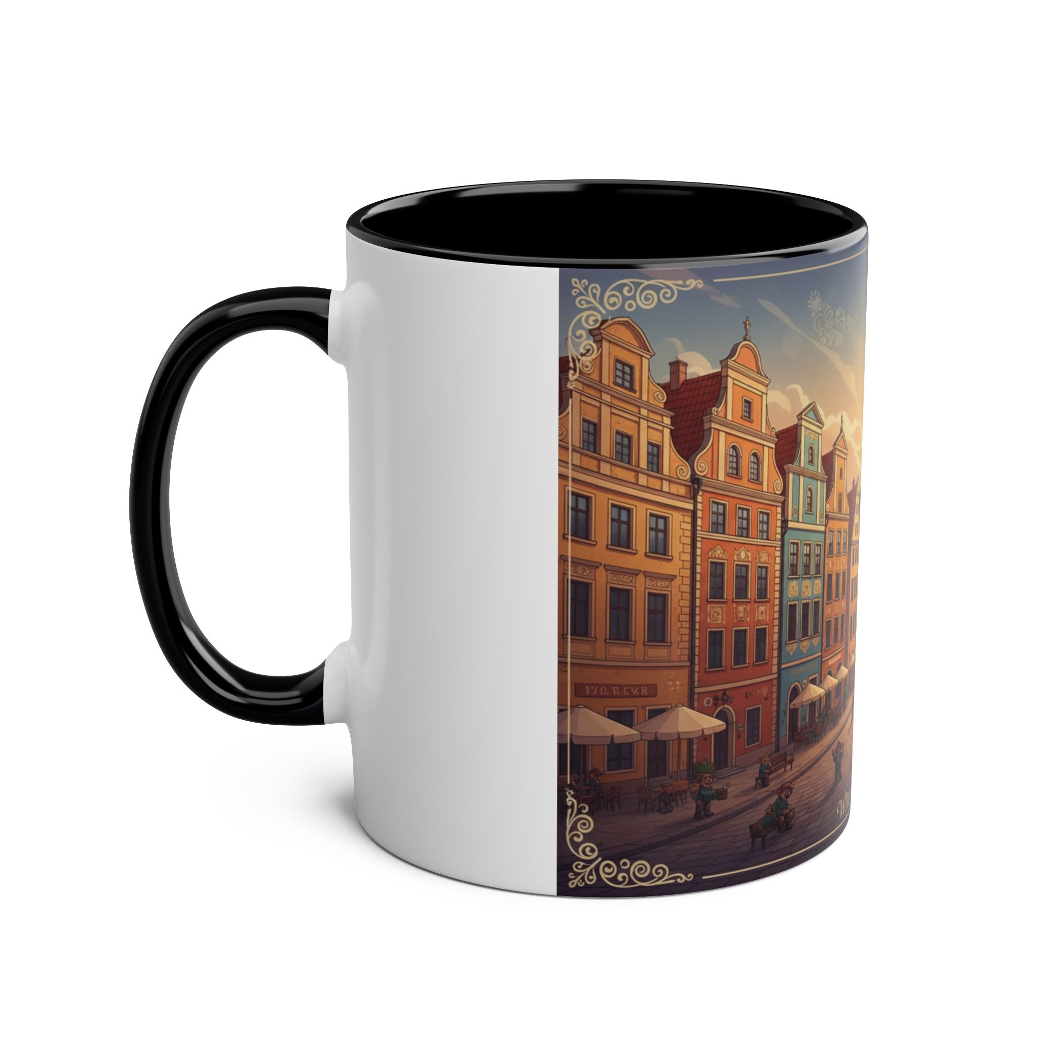 Wrocław Vintage Cityscape Mug — 11oz Two-Tone Coffee Cup