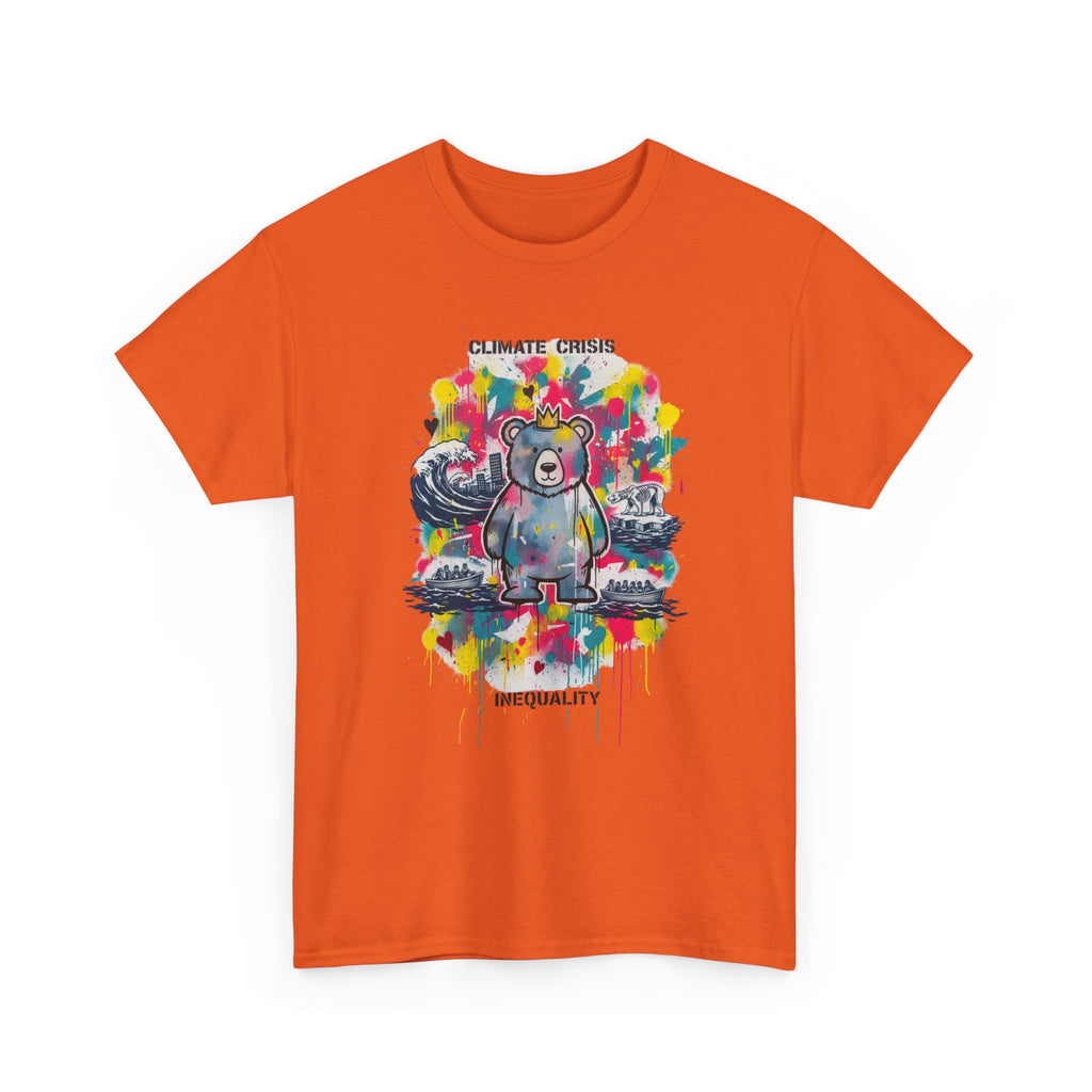 Graffiti Bear Tee — Colourful 'Climate Crisis' & 'Inequality' Graphic T-Shirt