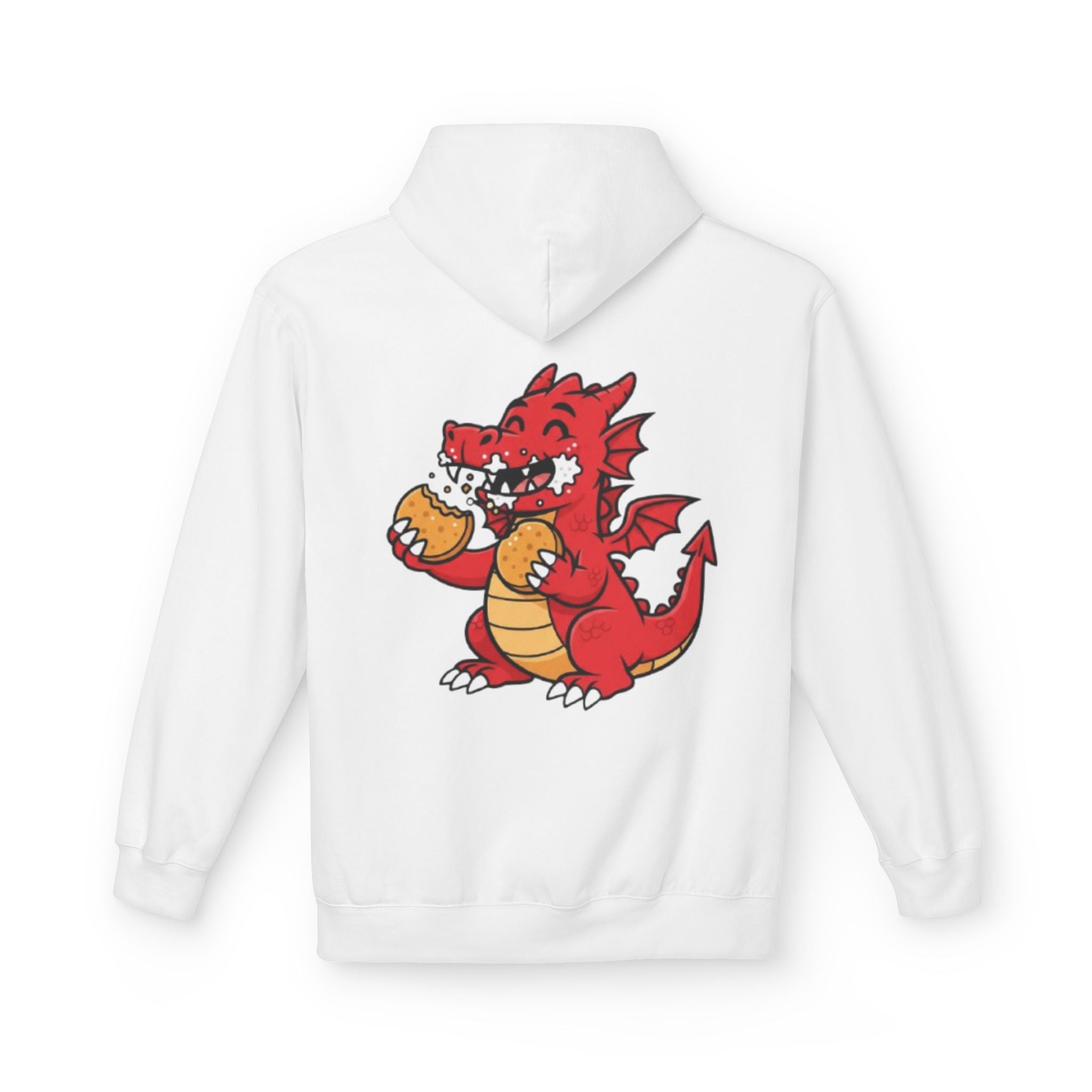 Welsh Dragon Hoodie — Retro Flag Front & Cute Red Dragon Back
