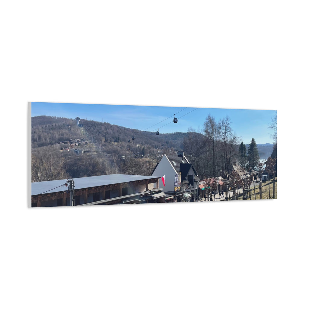Resort Gondola Matte Canvas Wall Art — Mountain Village Landscape Print