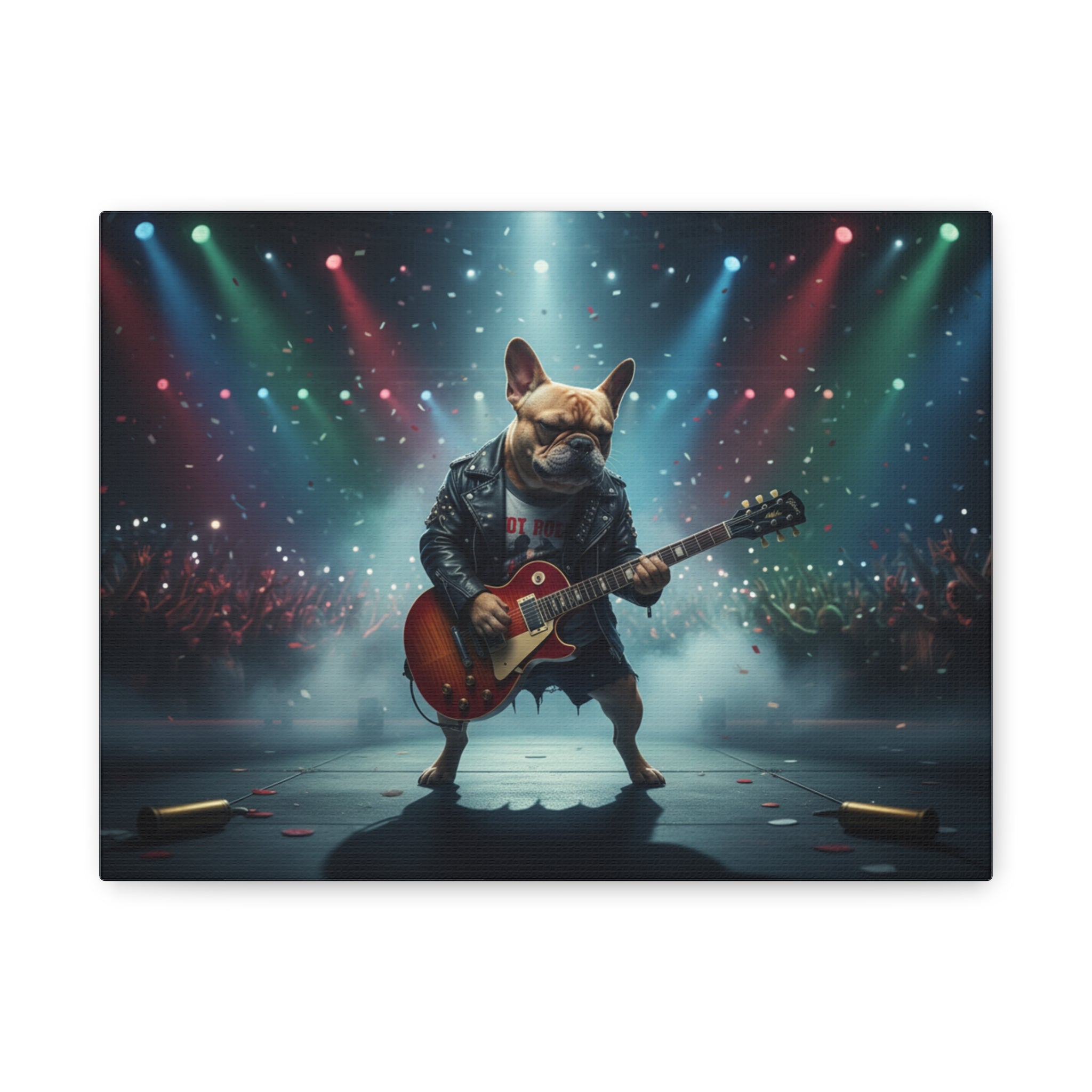 Rockstar French Bulldog Canvas Print — Guitar Dog Wall Art for Music Lovers