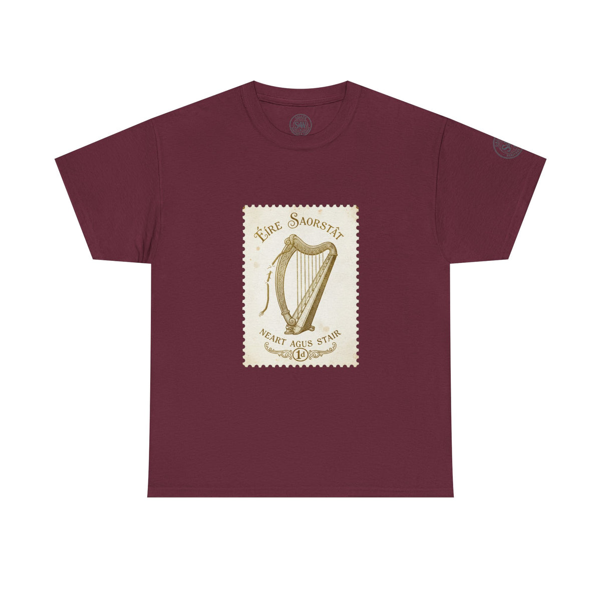 Irish Harp Vintage Stamp T-Shirt — Celtic Heritage Tee — product image 6