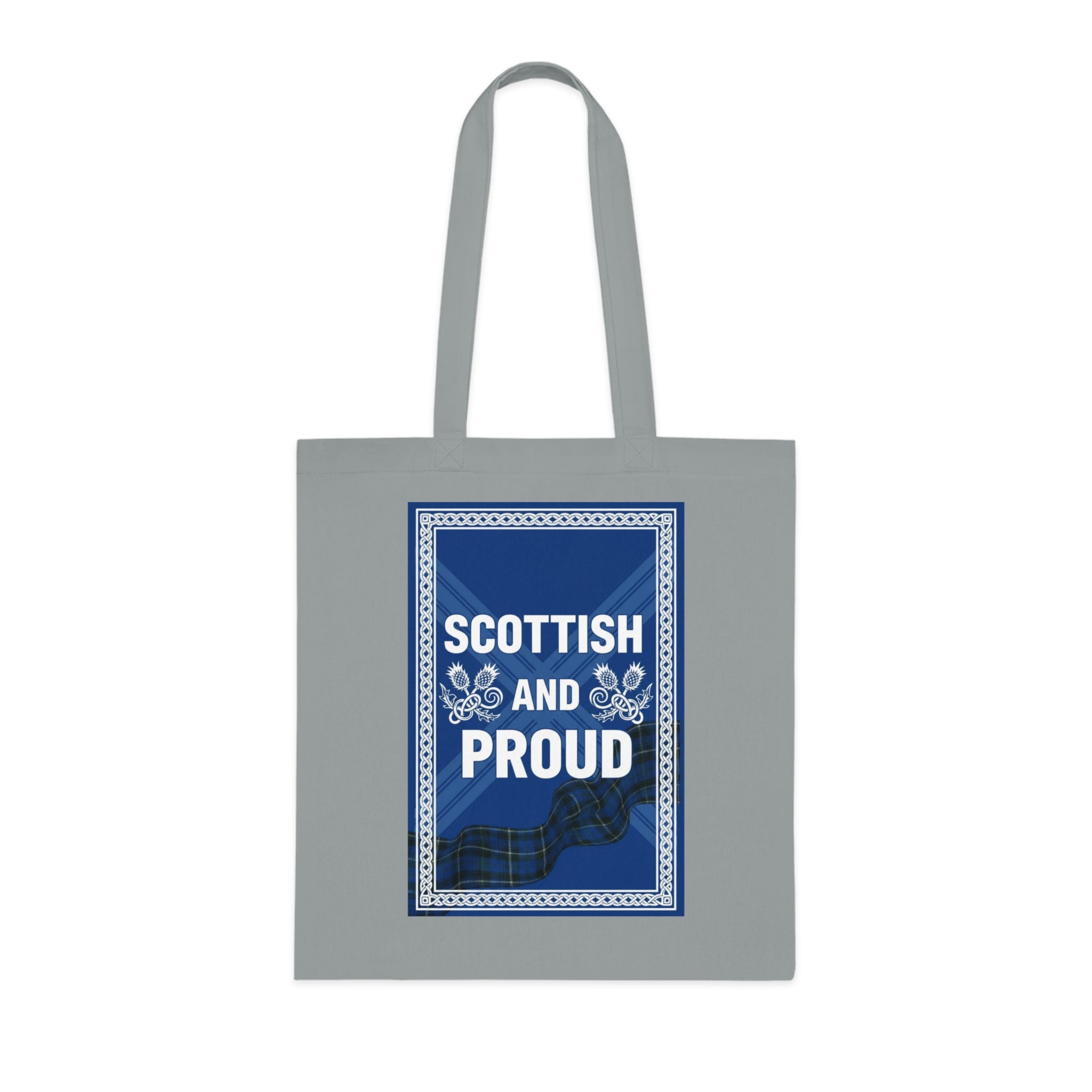 Scottish and Proud Cotton Tote – Blue Tartan Reusable Bag