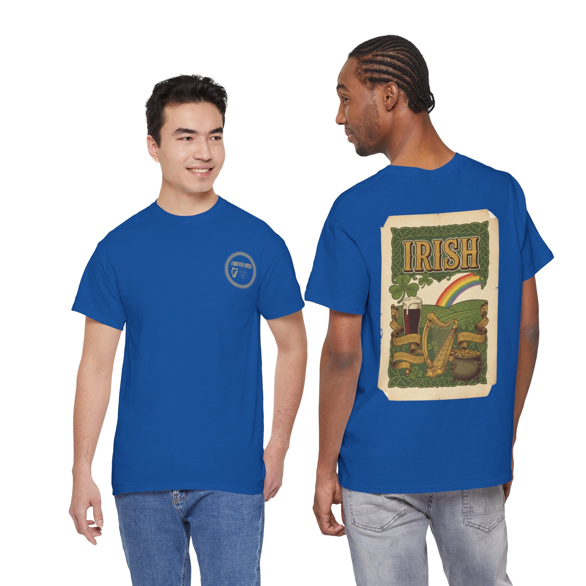 Irish Vintage Poster Tee — St. Patrick's Day Shamrock & Rainbow Graphic Shirt