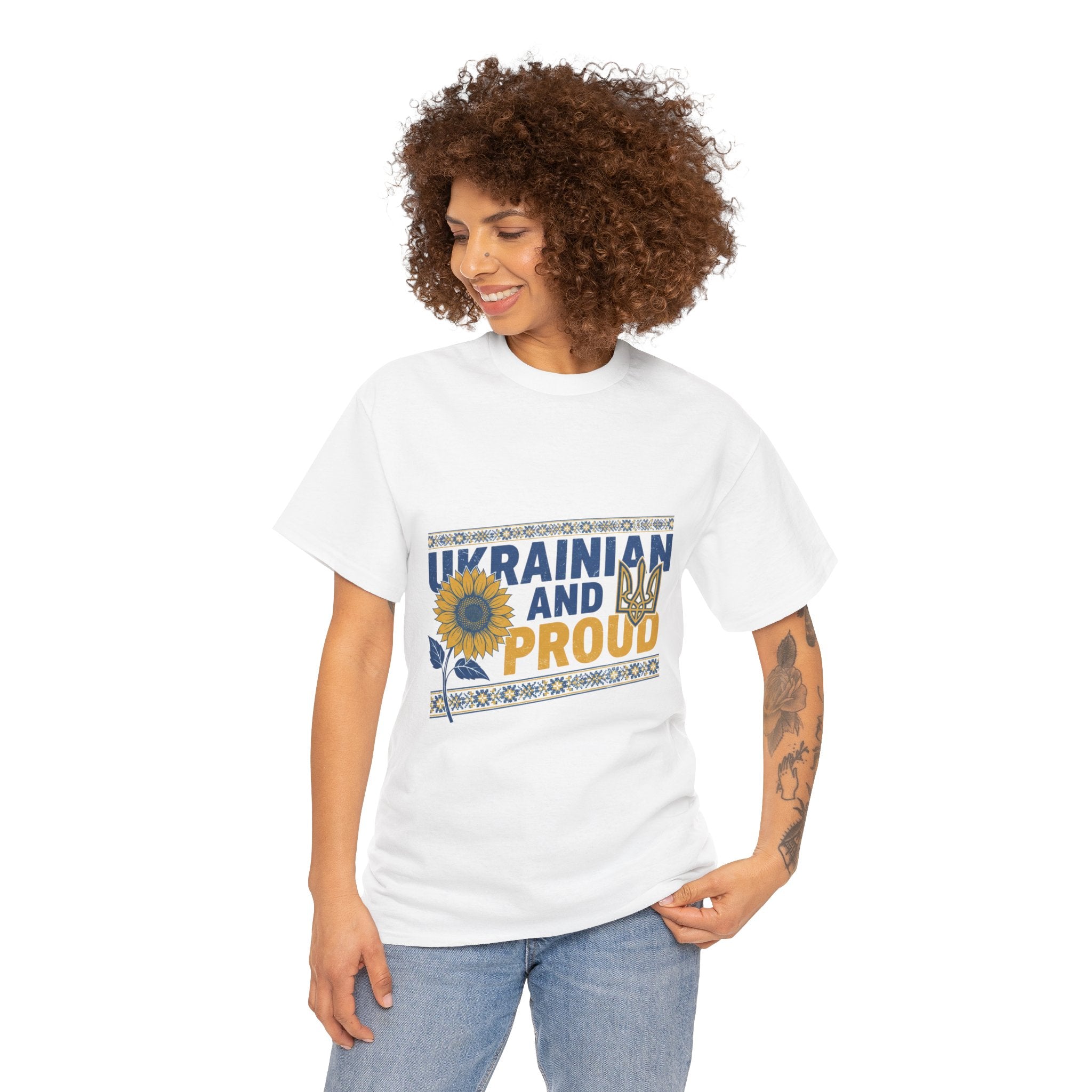 Ukrainian and Proud T-Shirt — Sunflower & Trident Patriotic Tee