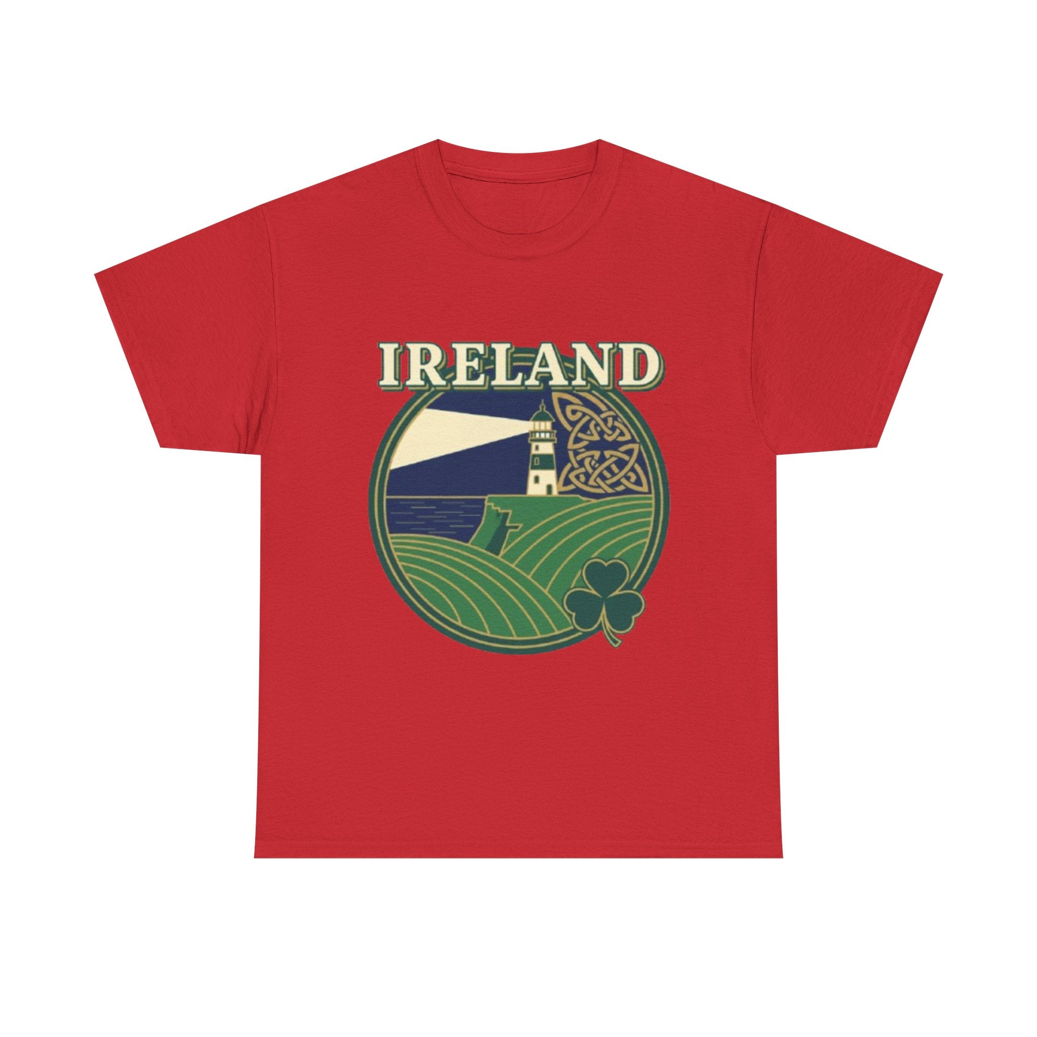 Ireland Scenic Tee — Celtic Lighthouse & Shamrock Graphic T-Shirt