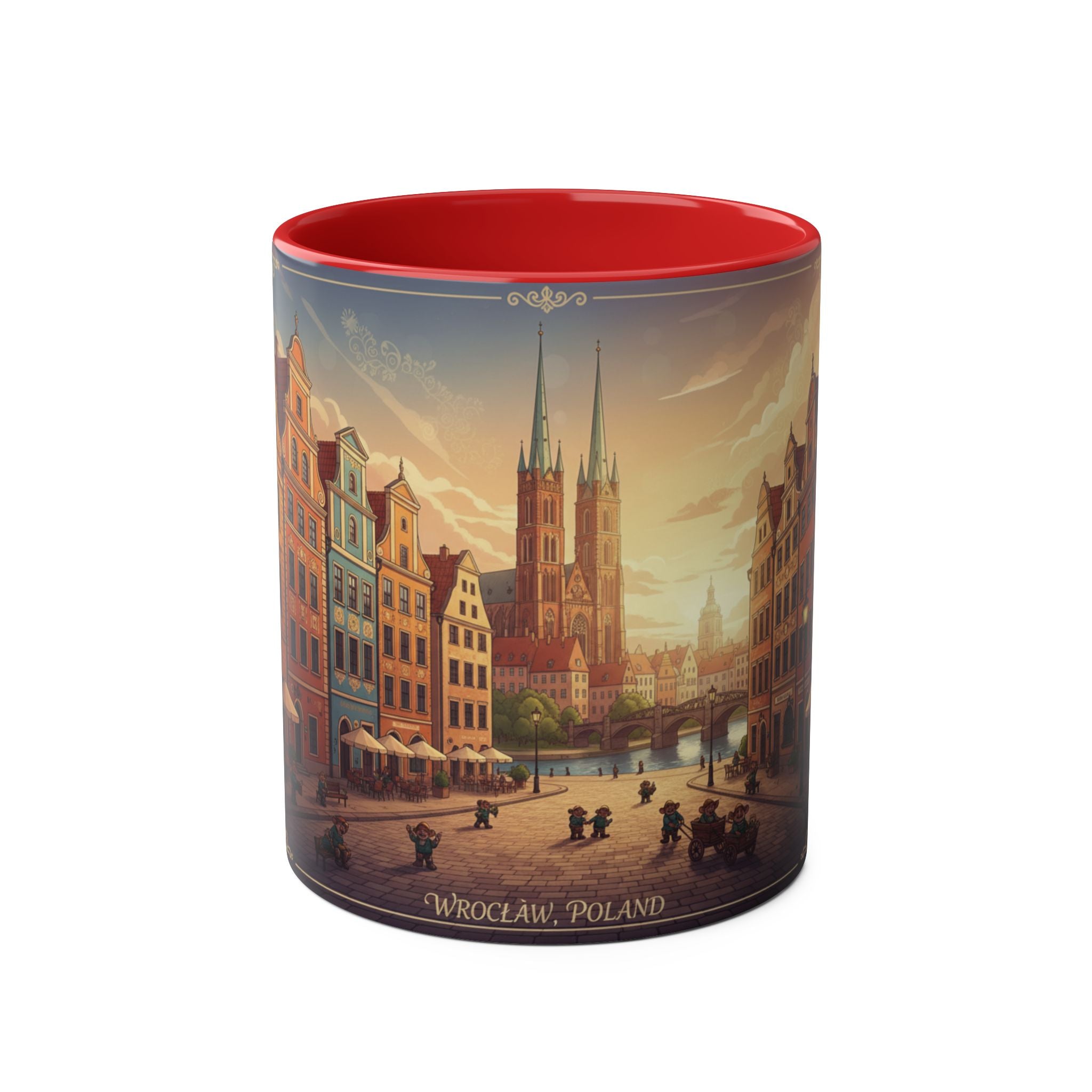 Wrocław Vintage Cityscape Mug — 11oz Two-Tone Coffee Cup