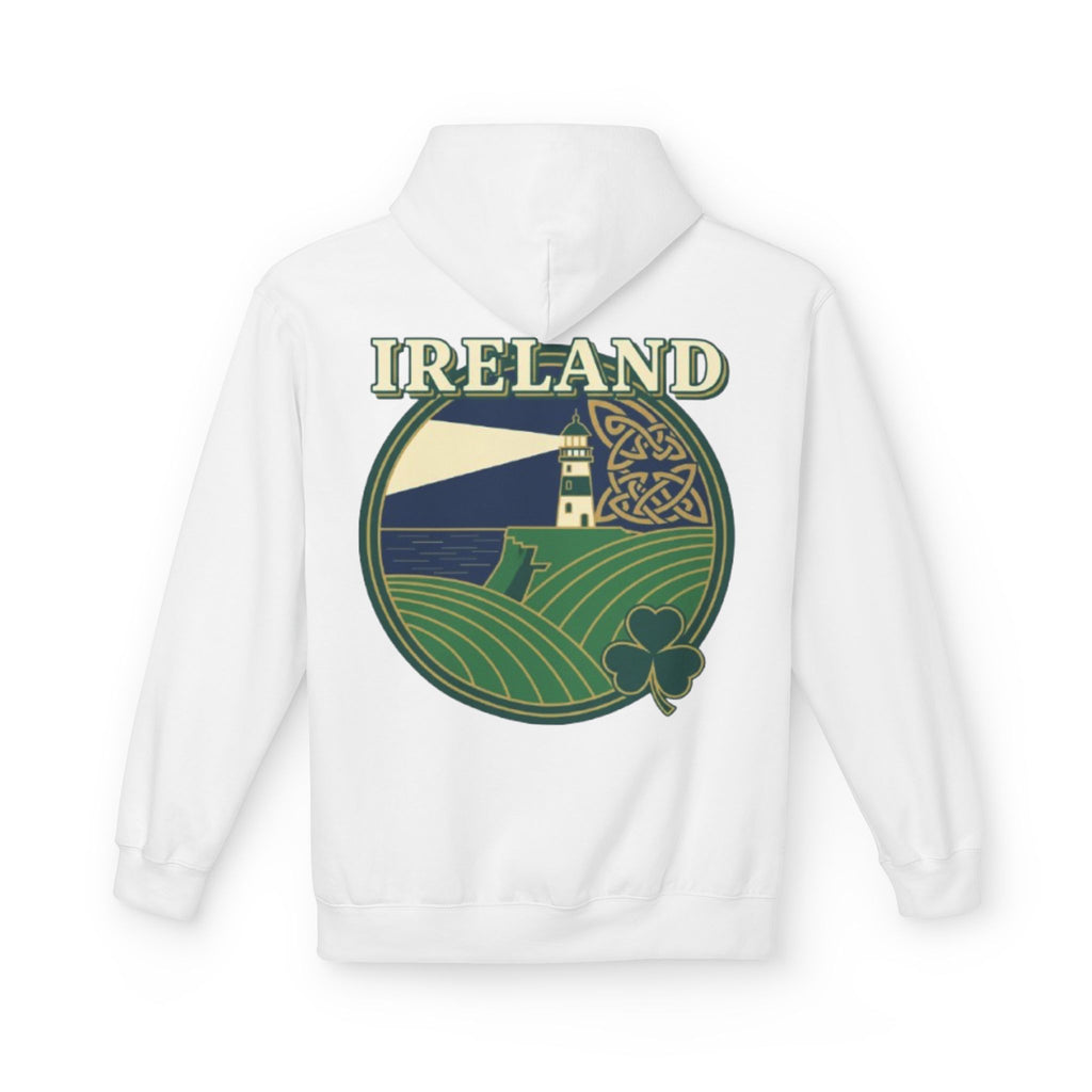 Ireland Lighthouse Hoodie — Celtic Shamrock Travel Sweatshirt