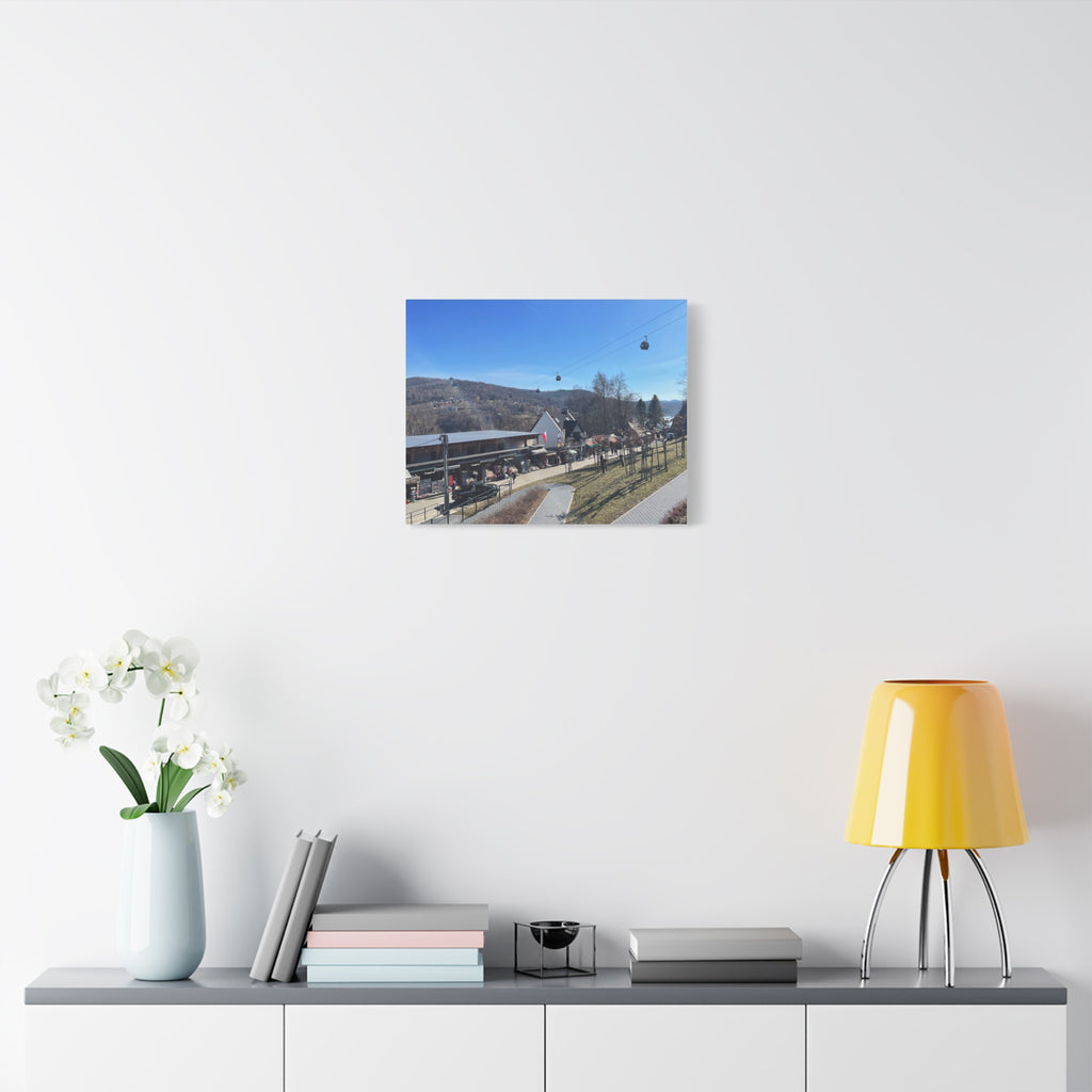 Resort Gondola Matte Canvas Wall Art — Mountain Village Landscape Print