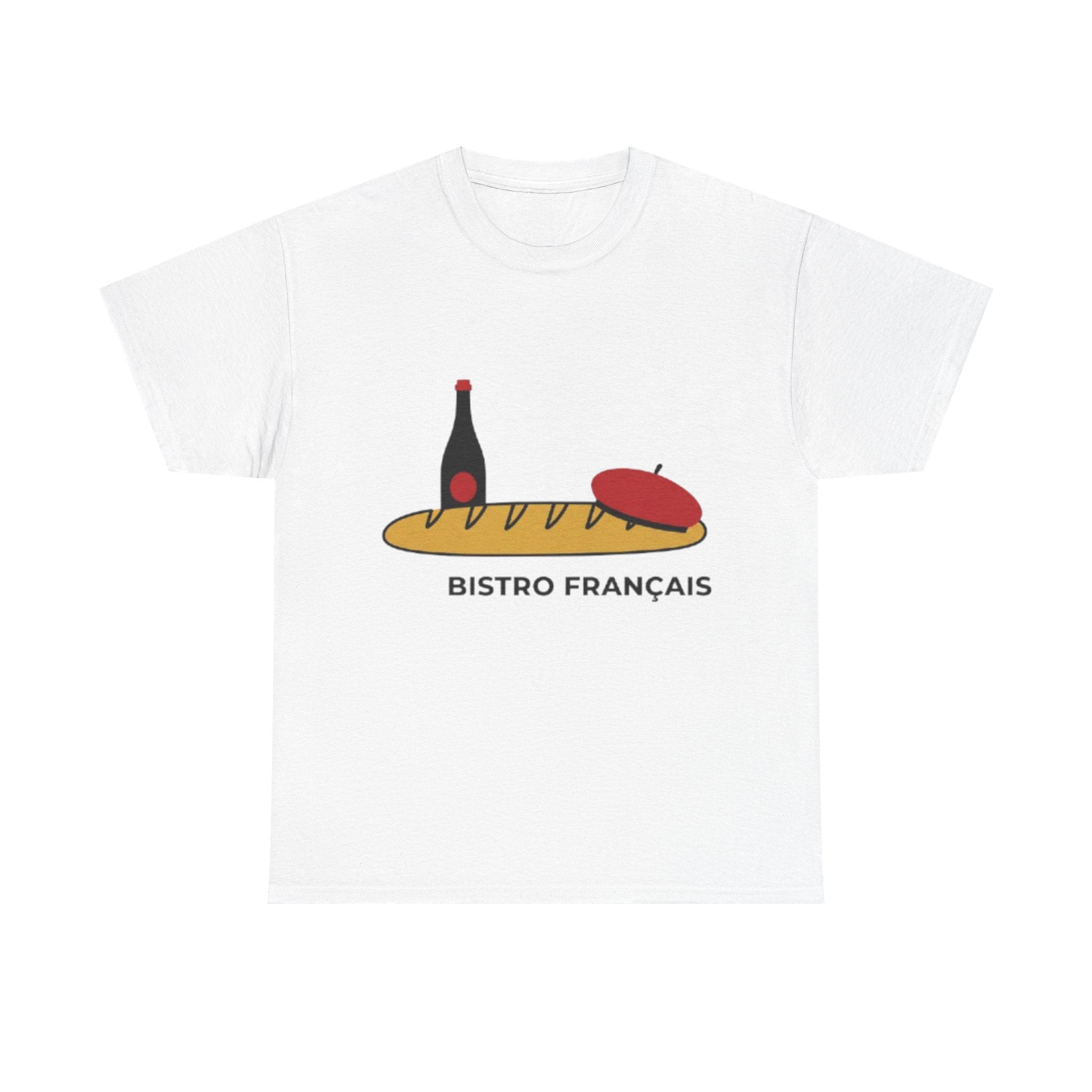 French Bistro Tee — 'Bistro Français' Bread, Wine & Beret Graphic Shirt
