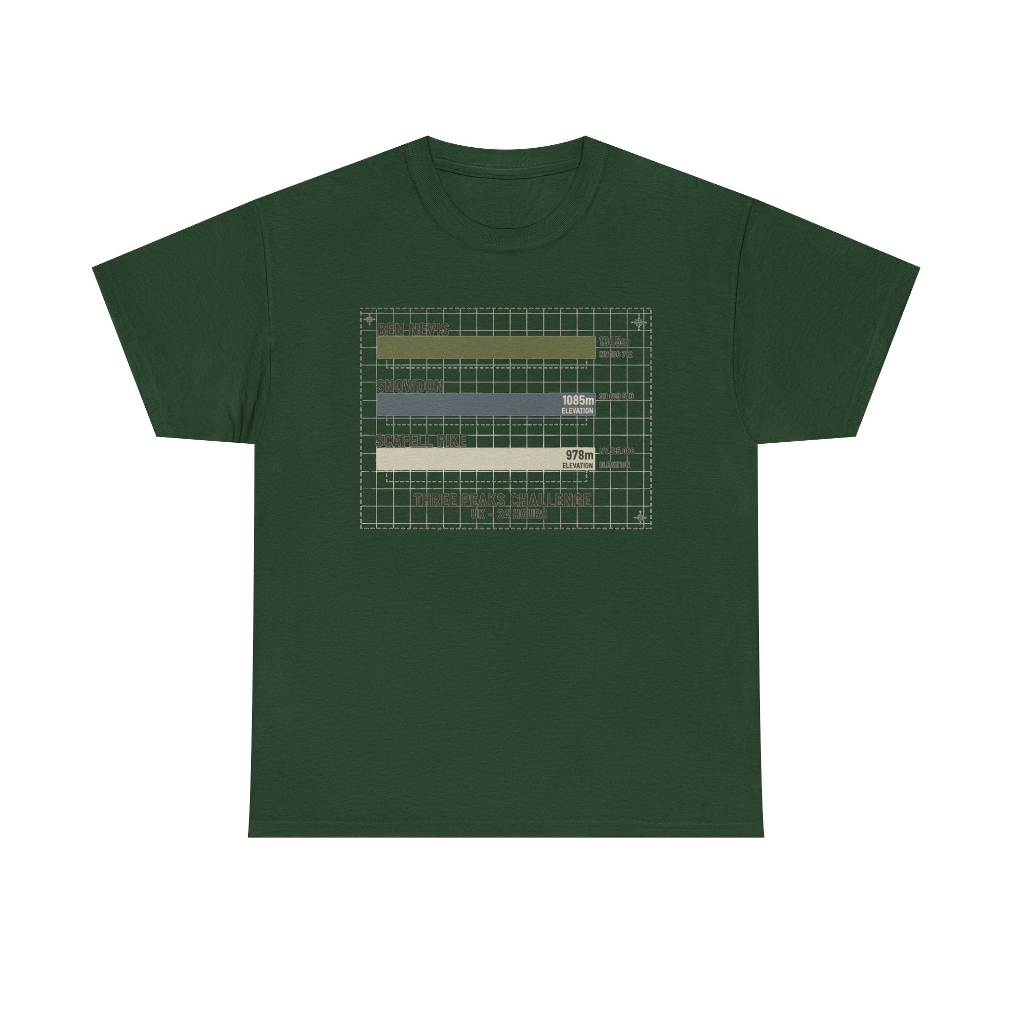 Three Peaks Challenge Graphic T-Shirt — Retro UK Mountain Hiking Tee