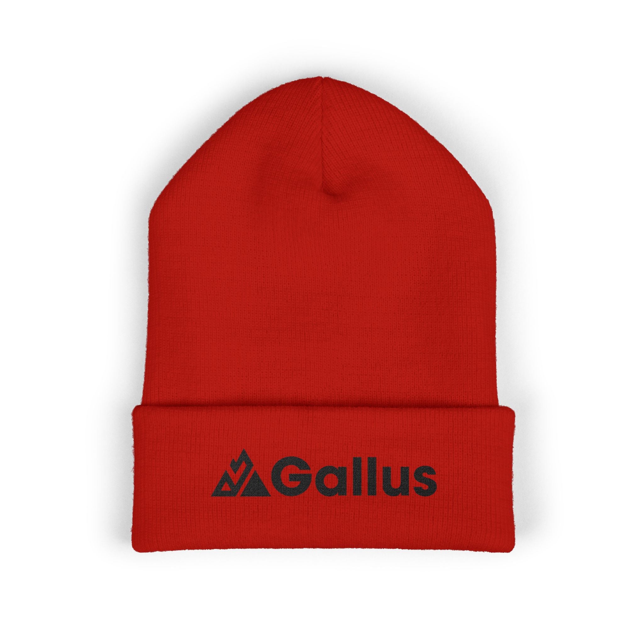 Embroidered 'Gallus' Classic Cuffed Beanie - Red Winter Knit Hat