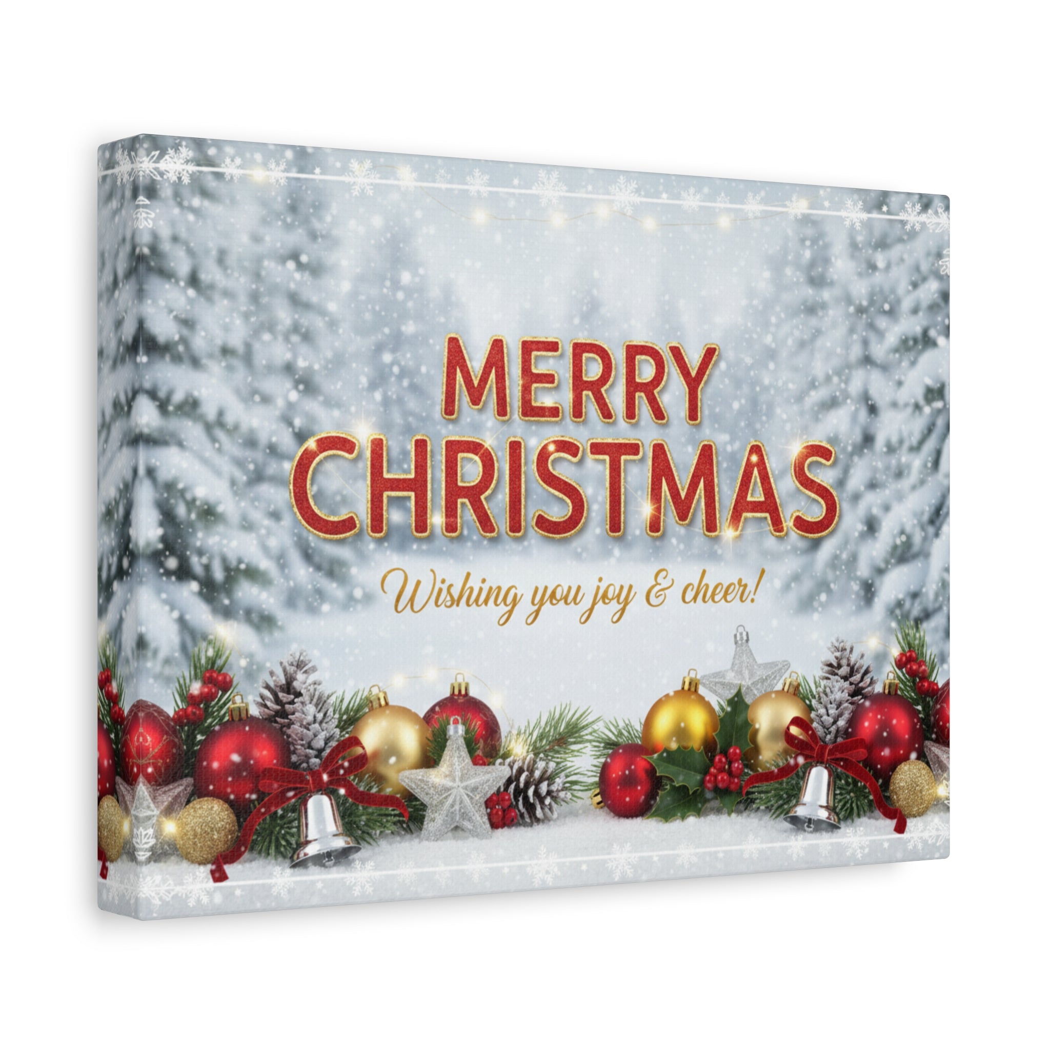 Christmas Canvas Wall Art — "Merry Christmas, Wishing You Joy & Cheer"