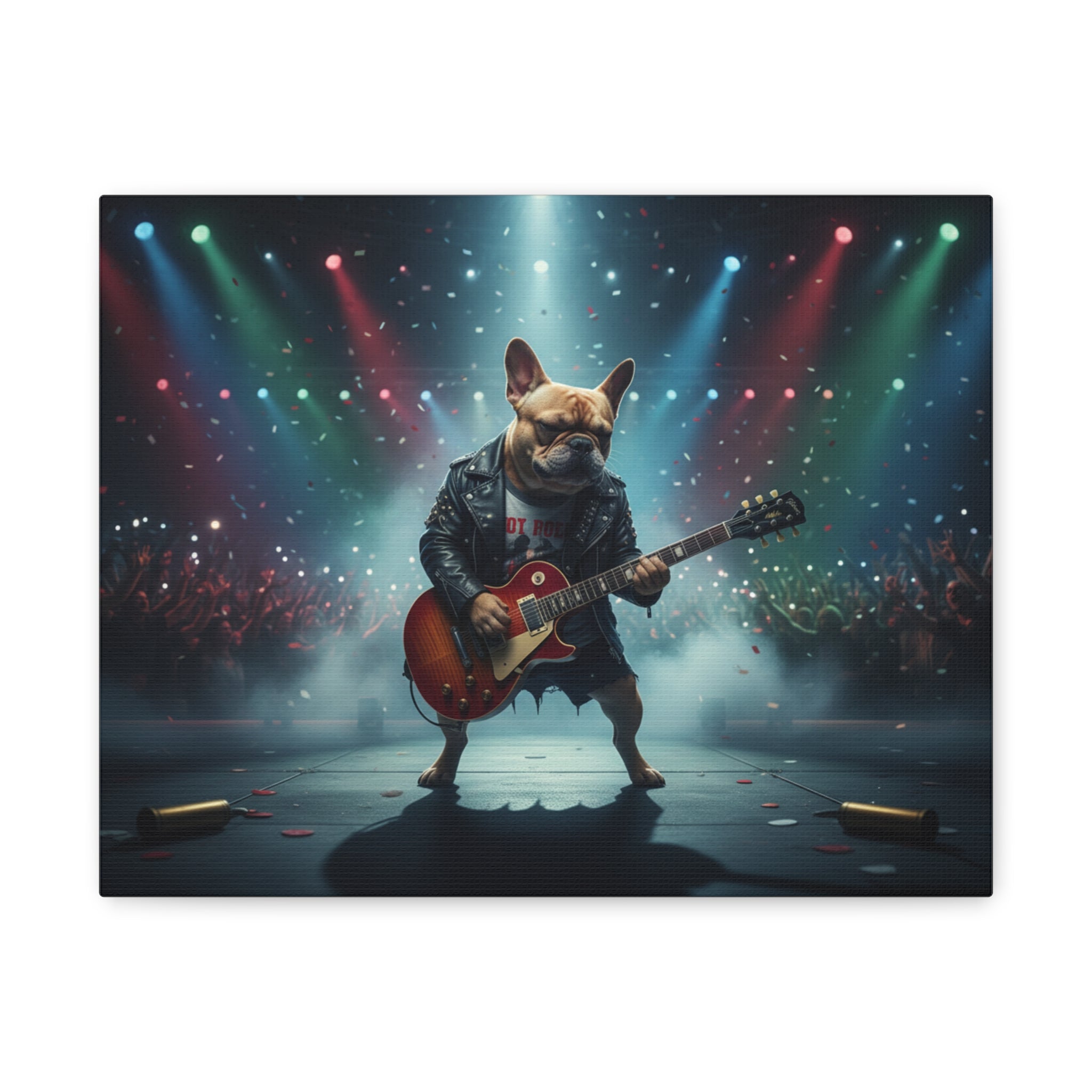 Rockstar French Bulldog Canvas Print — Guitar Dog Wall Art for Music Lovers