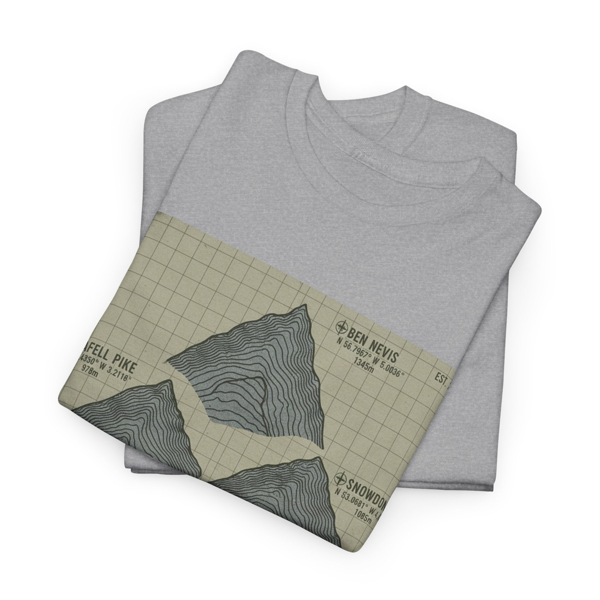Three Peaks Challenge Graphic T-Shirt — Retro UK Mountain Summit Tee
