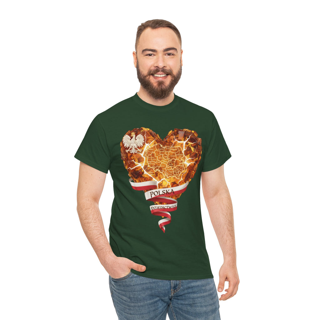 Polish Pride Heart Flame Tee | Polska Heritage T-Shirt