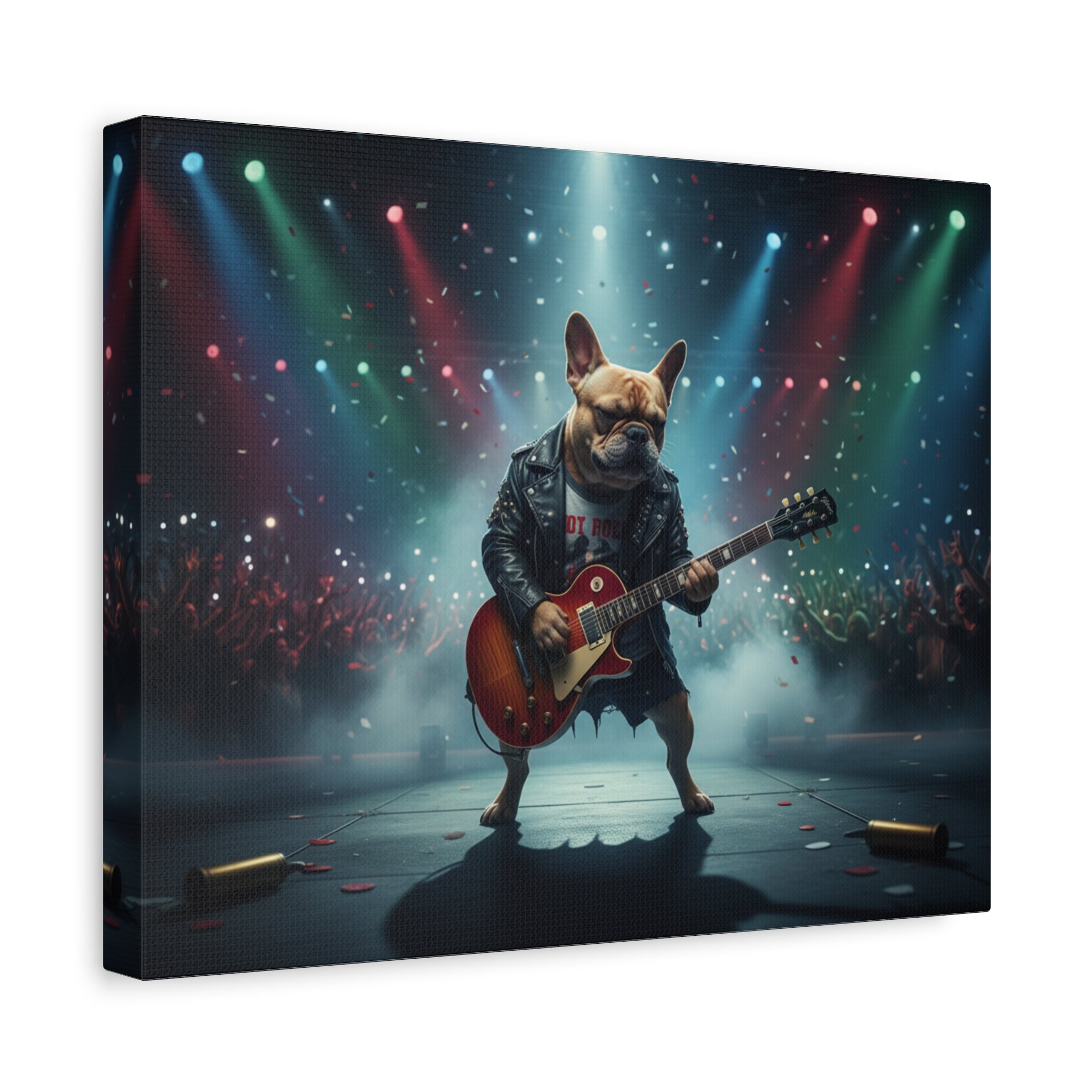 Rockstar French Bulldog Canvas Print — Guitar Dog Wall Art for Music Lovers