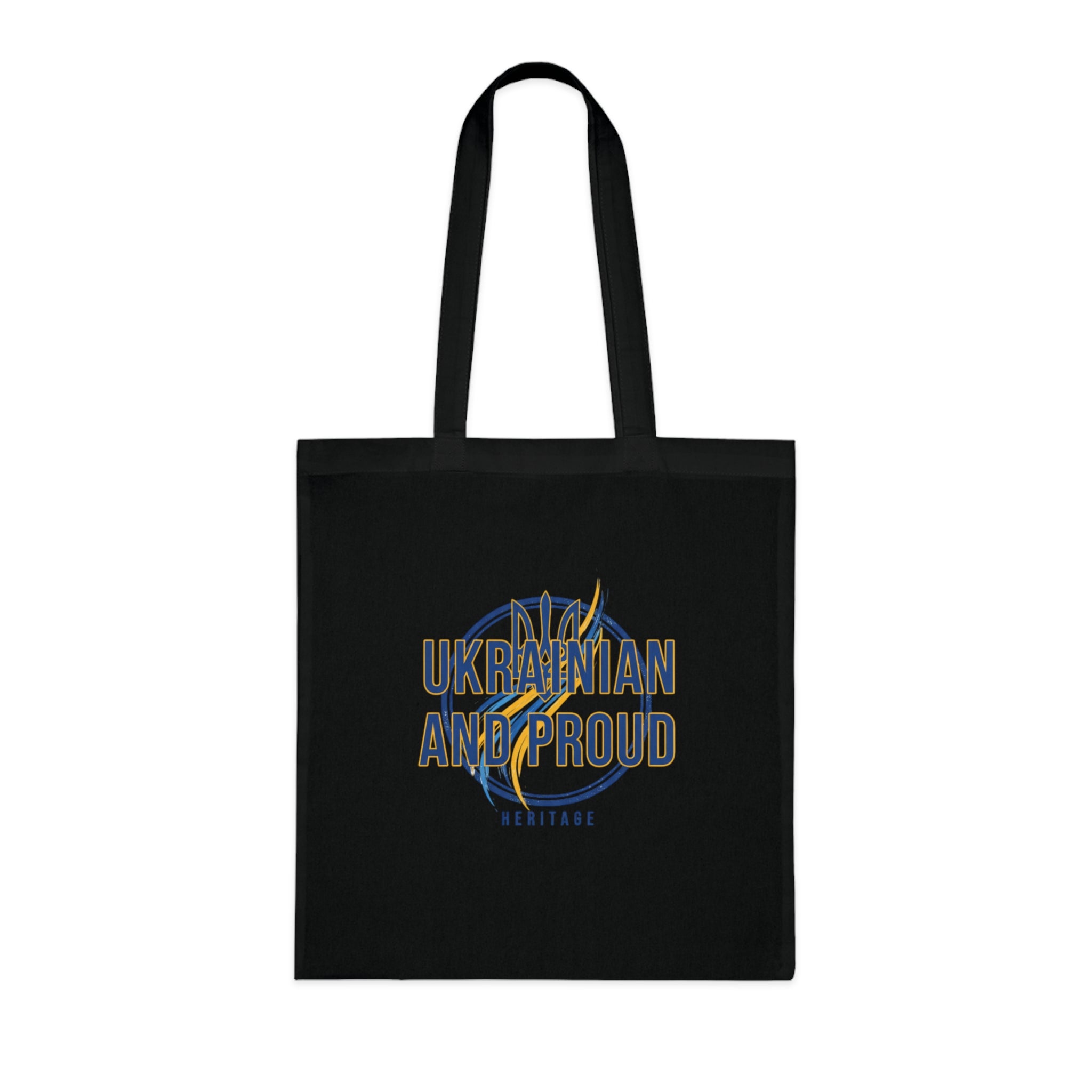 Ukrainian And Proud Cotton Tote — Heritage Flag Graphic Tote Bag