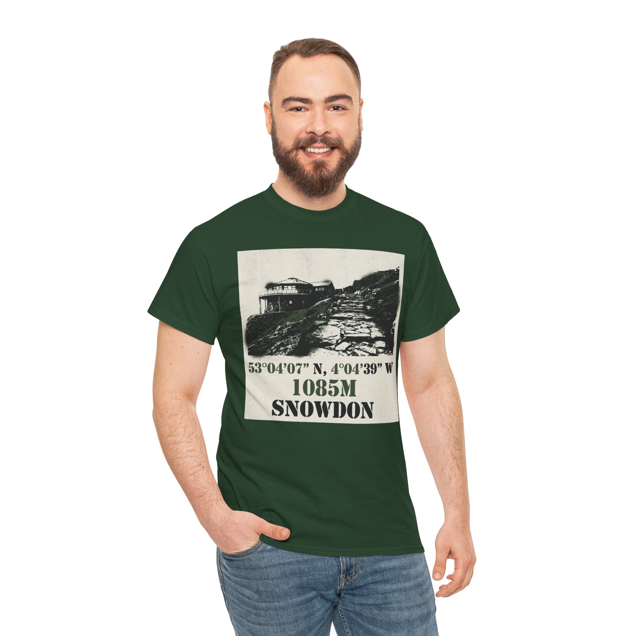 Snowdon 1085m Vintage Summit Tee — Mountain Coordinates Graphic T‑Shirt