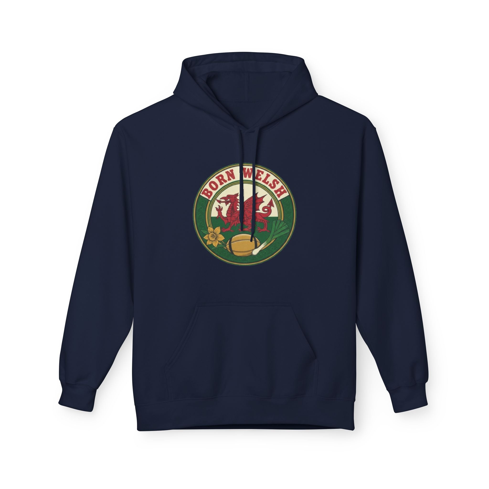 Born Welsh Hoodie — Vintage Welsh Dragon Rugby Crest Pullover