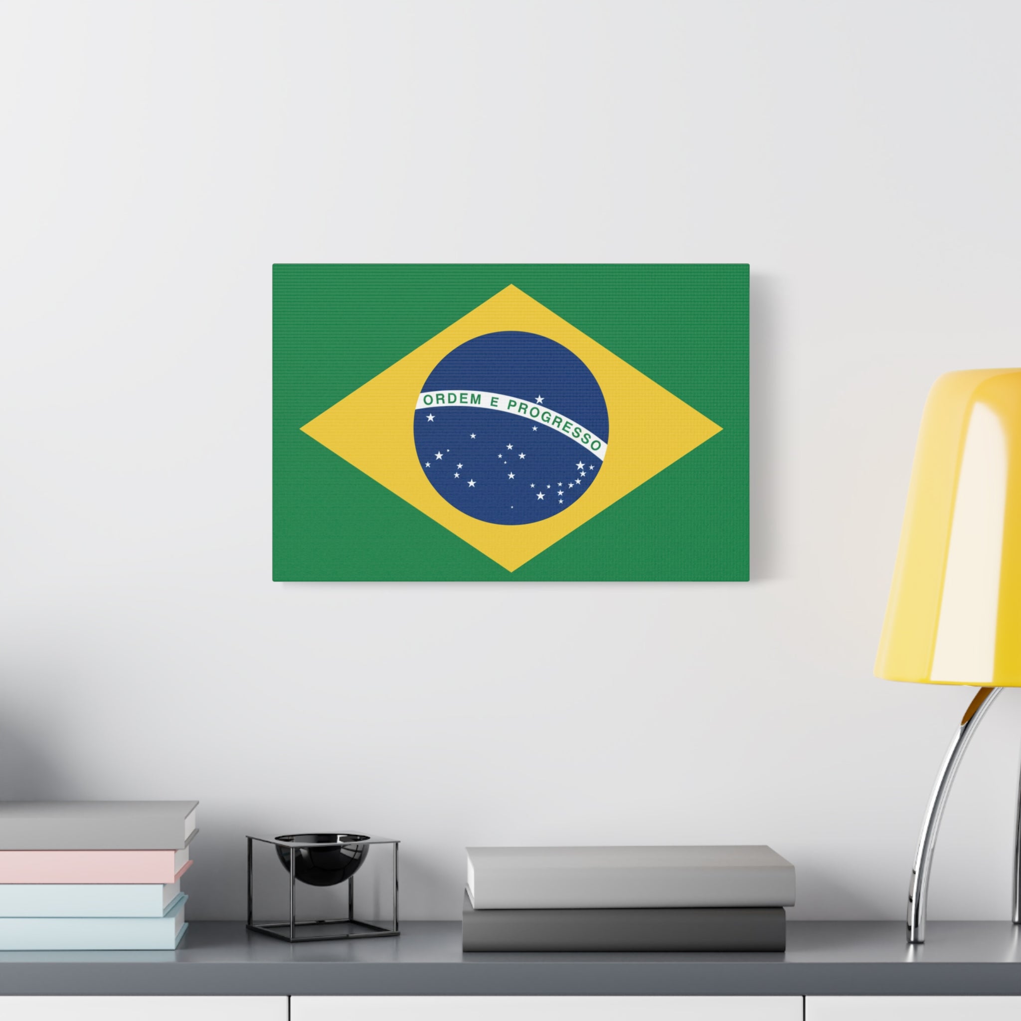 Brazil Flag Canvas Print — Matte Stretched Wall Art ("Ordem e Progresso")