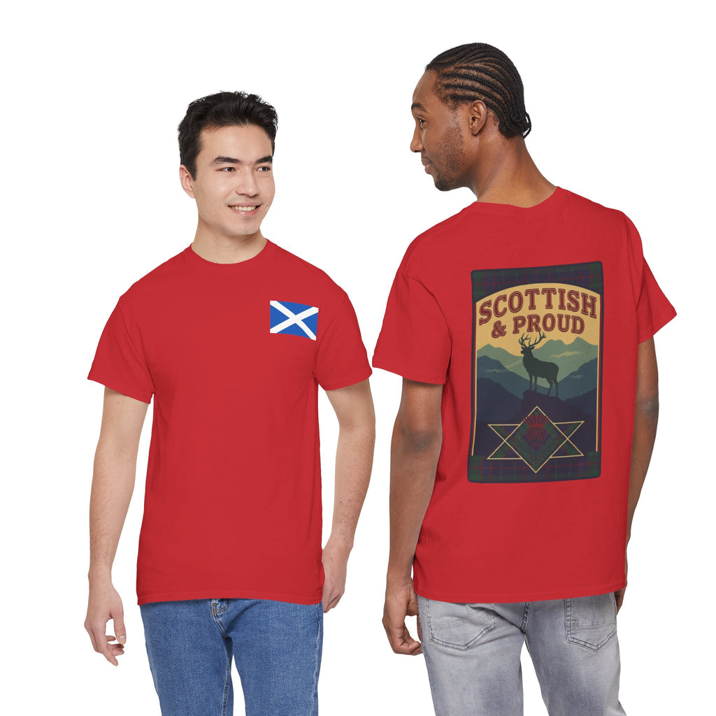 Scottish & Proud T‑Shirt — Retro Stag Scotland Flag Tee