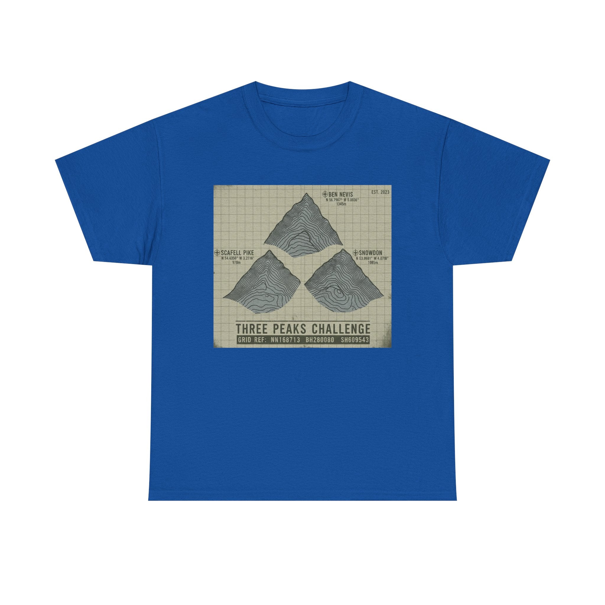 Three Peaks Challenge Graphic T-Shirt — Retro UK Mountain Summit Tee