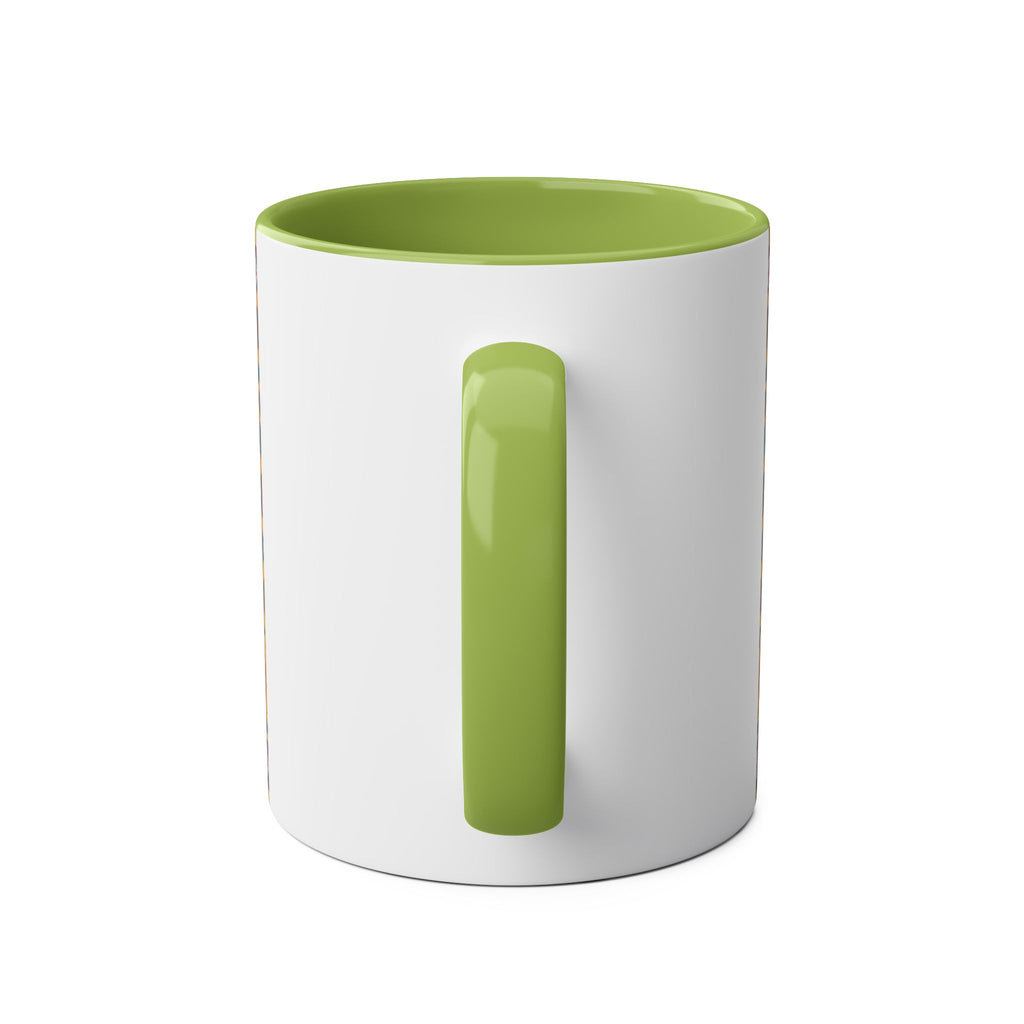 Ukrainian Floral Coffee Mug — Two-Tone 11oz with Tryzub & Folk Motif