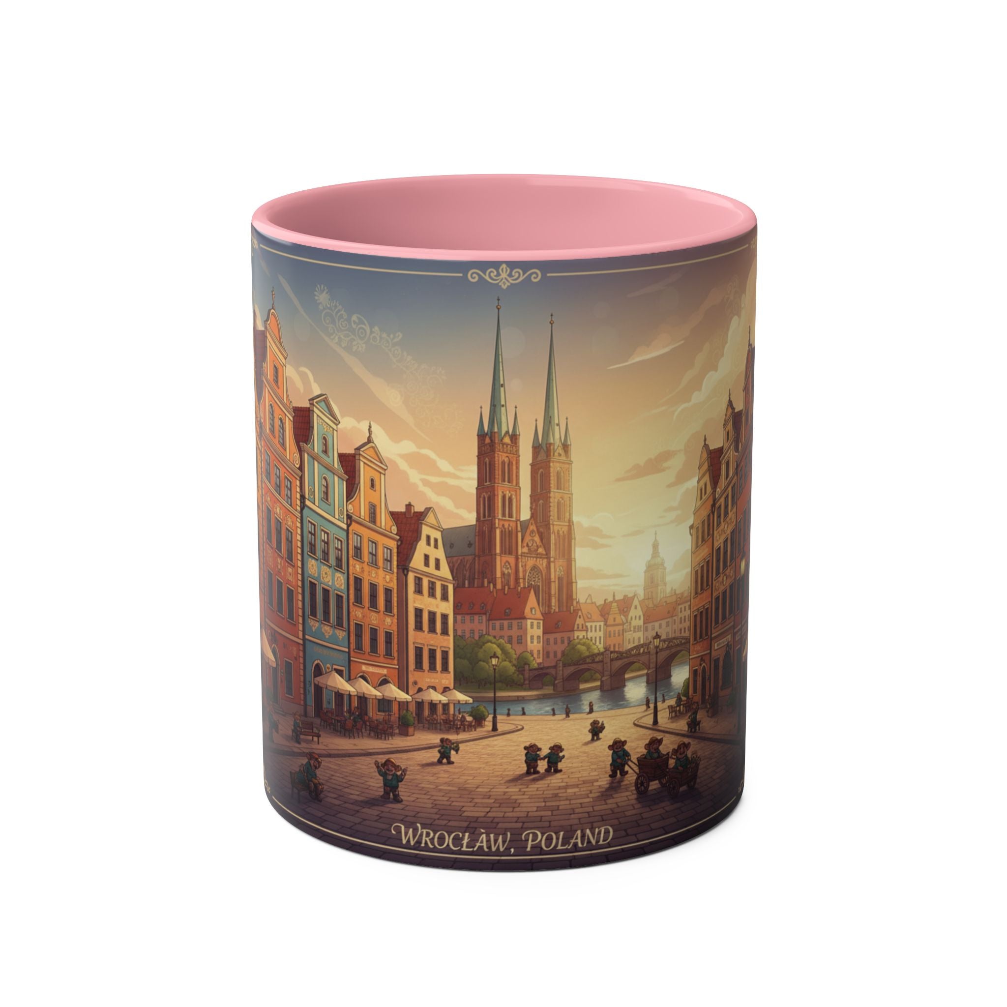 Wrocław Vintage Cityscape Mug — 11oz Two-Tone Coffee Cup