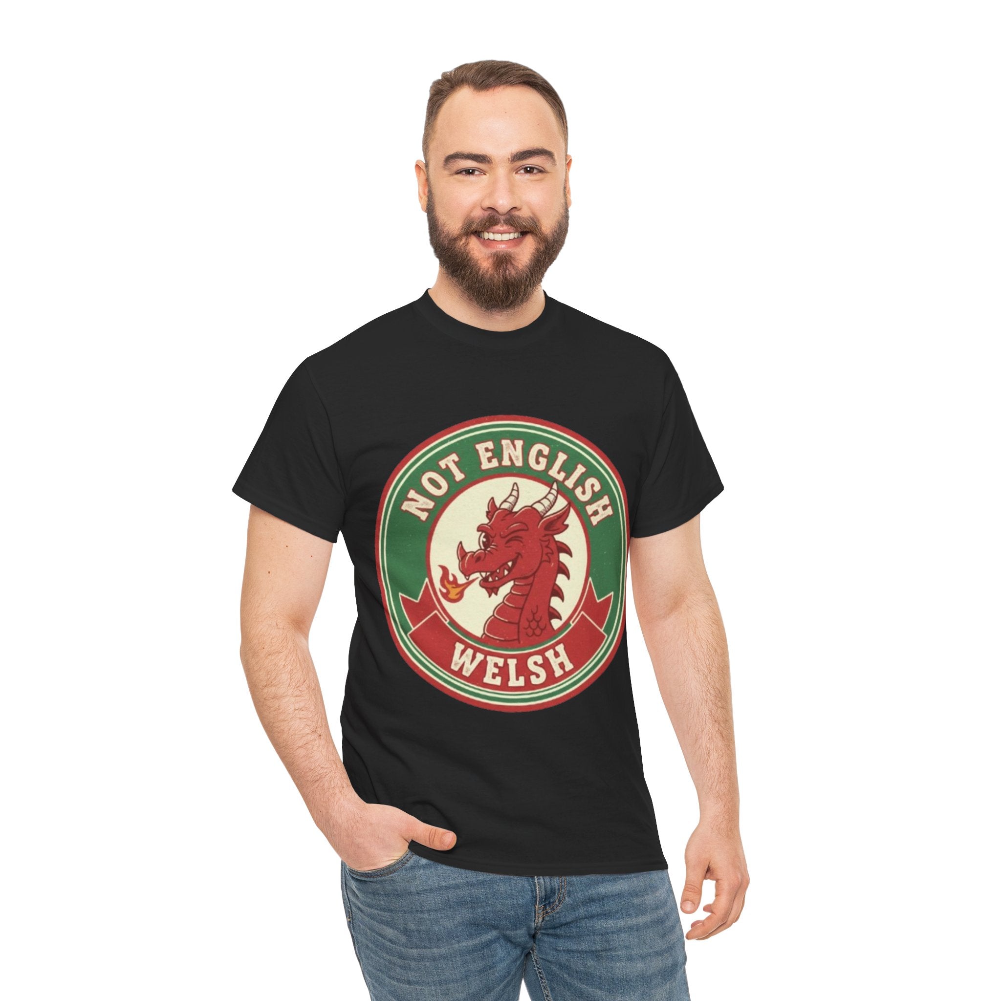 Not English Welsh T‑Shirt — Funny Wales Dragon Tee for Welsh Pride