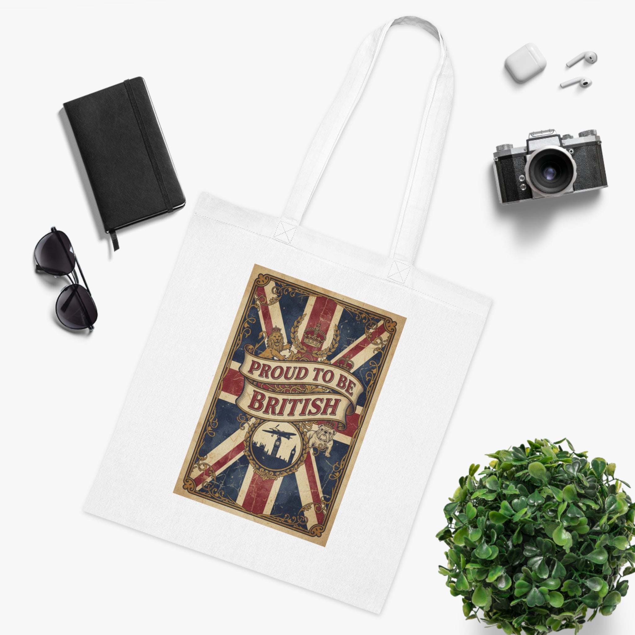 Proud to Be British Cotton Tote Bag — Union Jack Retro Flag Shopper
