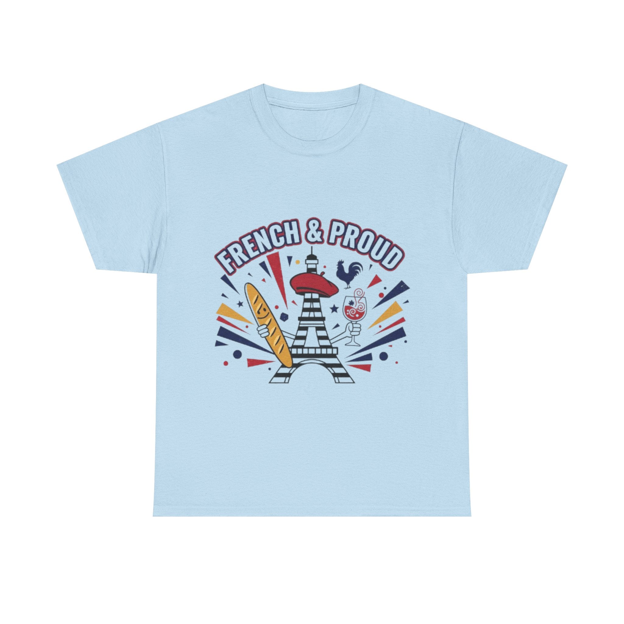 French & Proud T-Shirt — Eiffel Tower, Baguette & Wine Graphic Tee