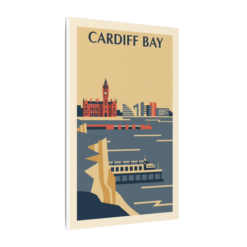 Cardiff Bay view from Penarth Retro Travel Poster Canvas