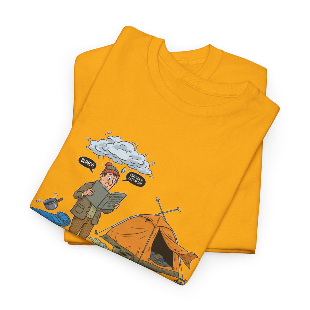 Retro Mountain Camping Graphic T-Shirt — Vintage Campfire Adventure Tee