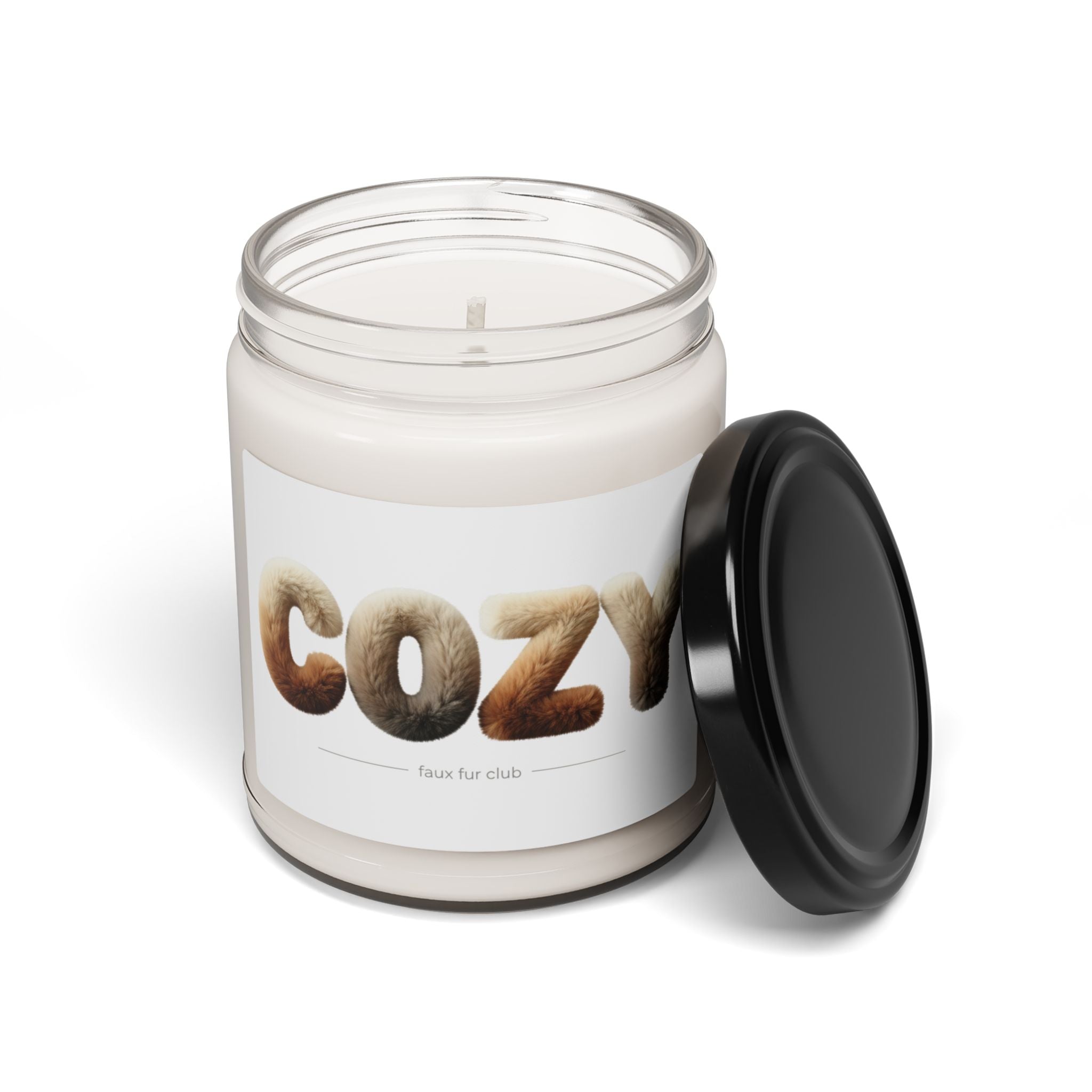Cozy Faux-Fur Texture Candle, Scented Soy Jar